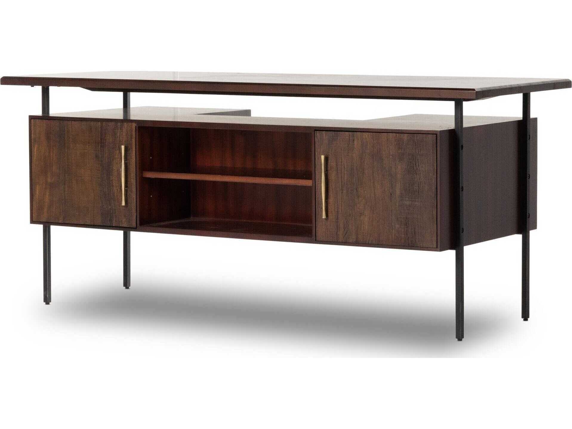 Four Hands Bina Lauren Brown Acacia Wood Executive Desk