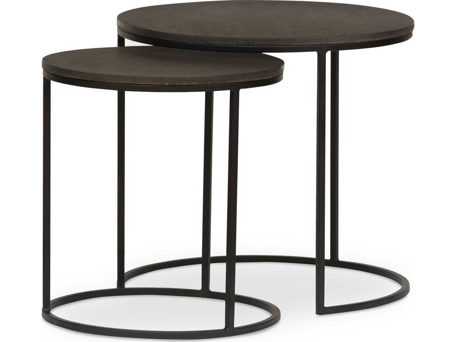 Four Hands Constantine Lavastone Nesting Round Black End Tables