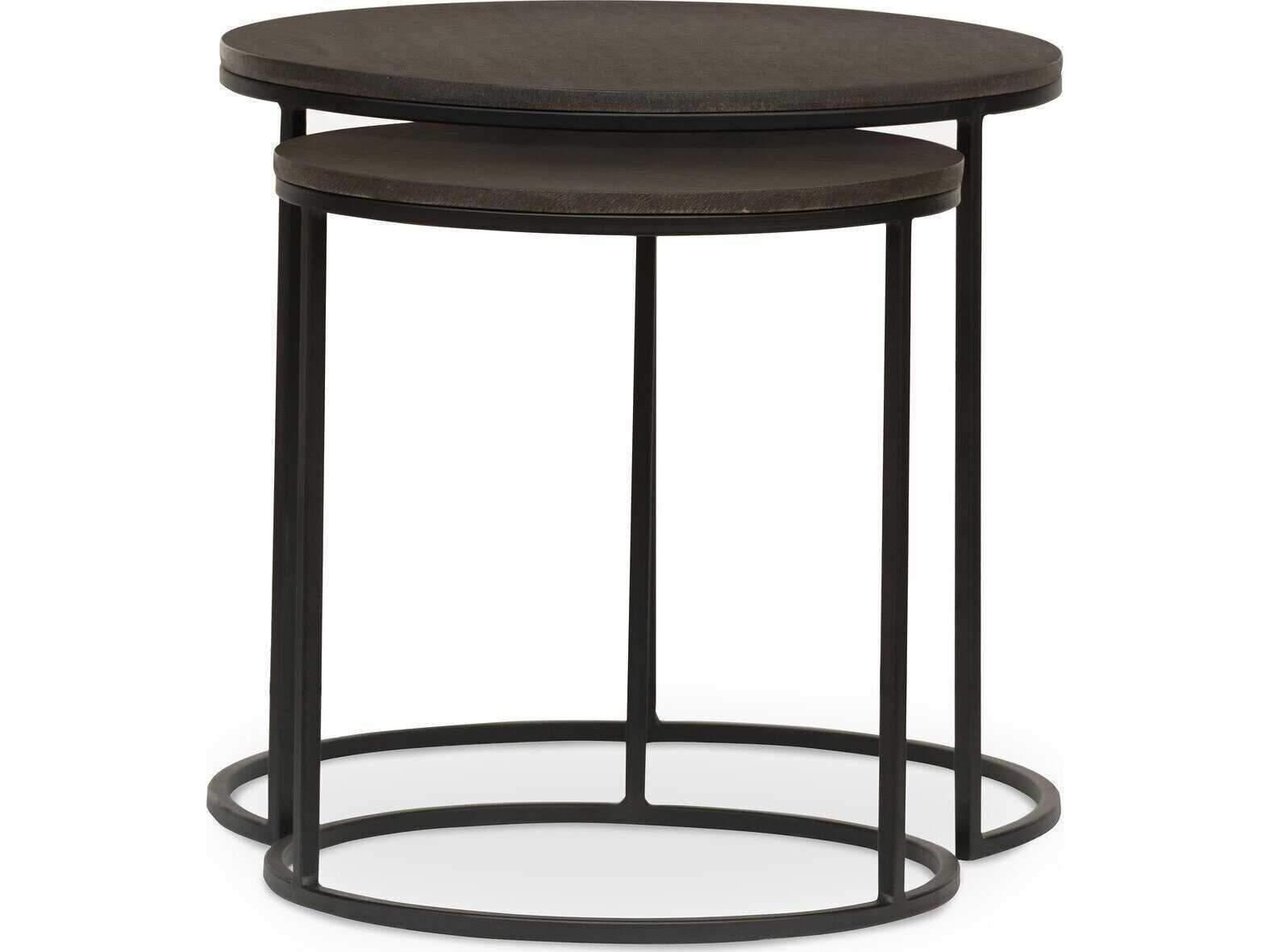 Four Hands Constantine Lavastone Nesting Round Black End Tables
