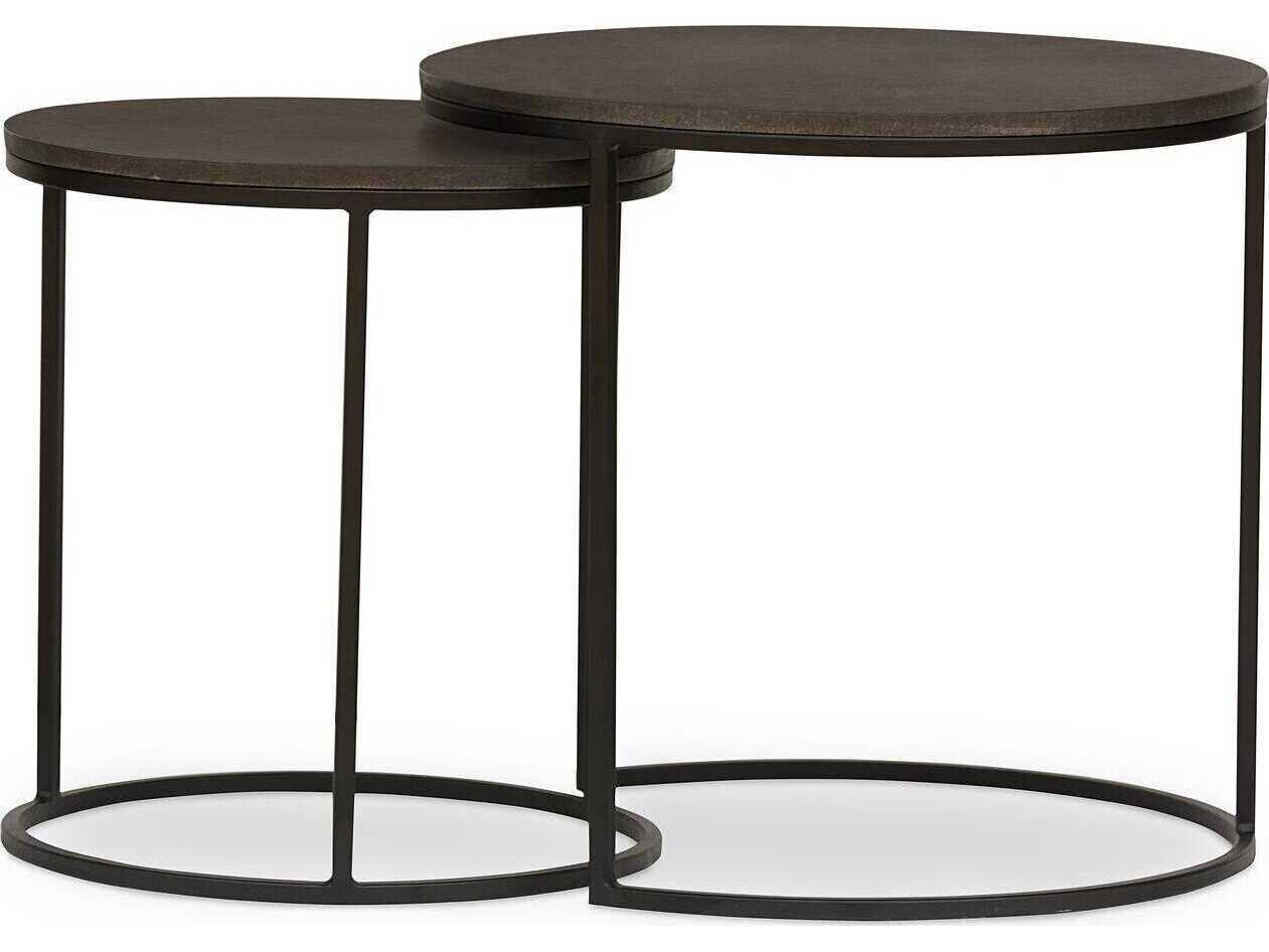 Four Hands Constantine Lavastone Nesting Round Black End Tables