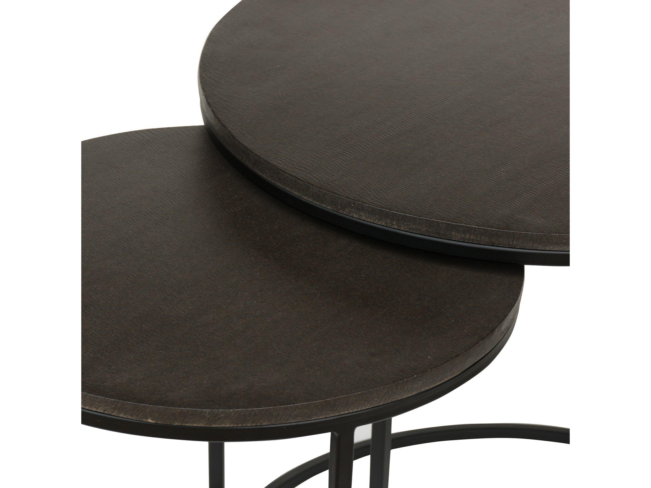 Four Hands Constantine Lavastone Nesting Round Black End Tables