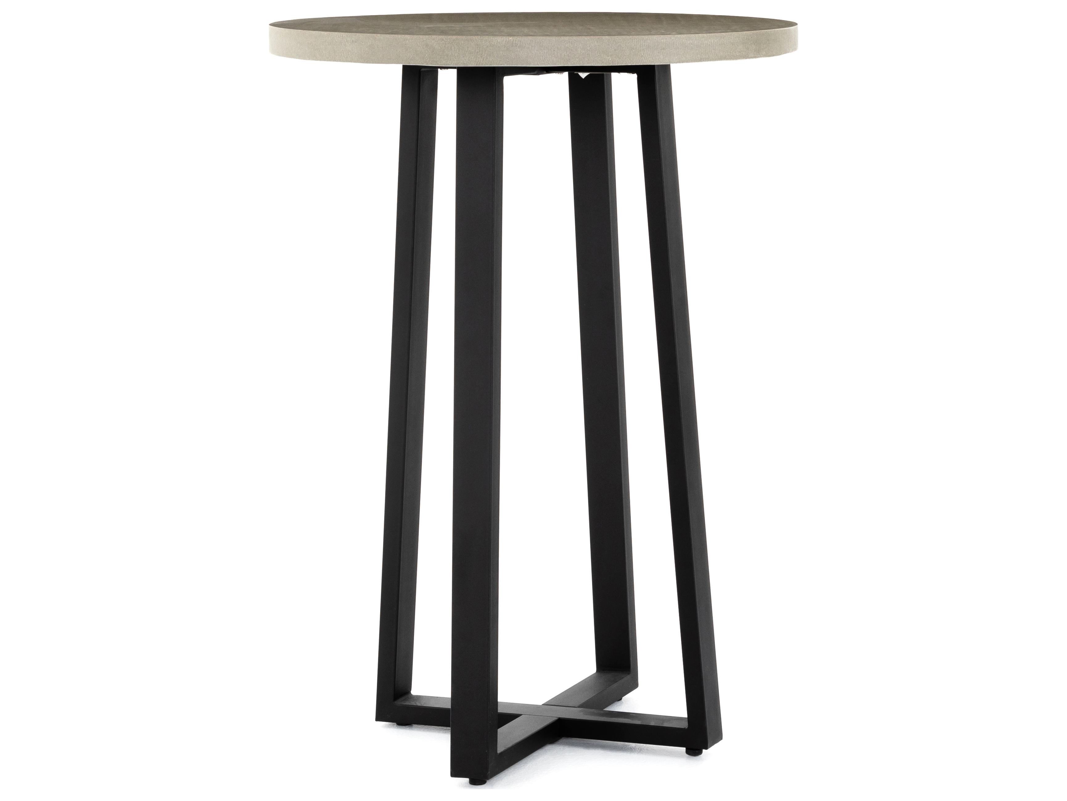Four Hands Constantine Black Light Grey Round Stone Bar Table