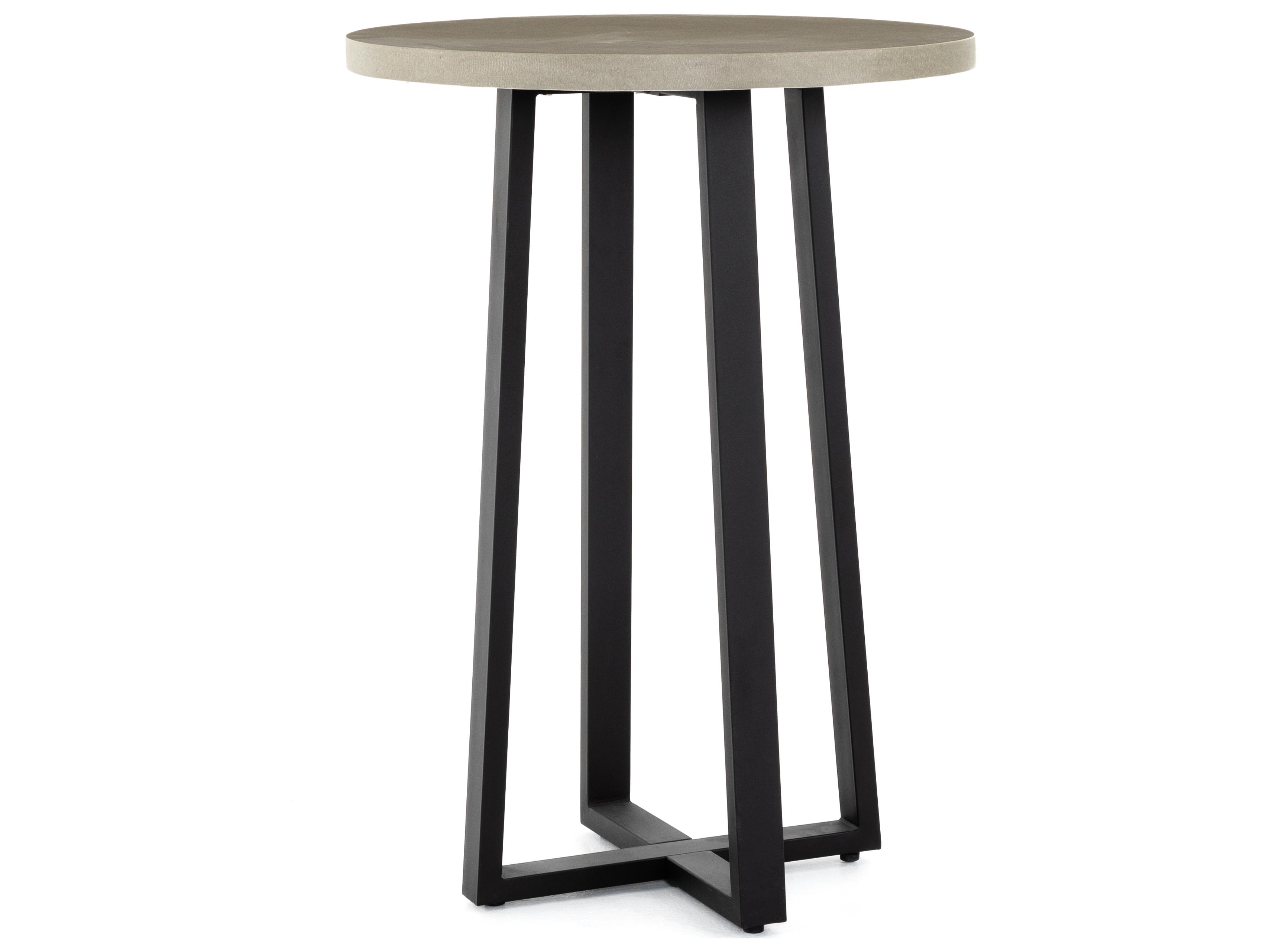 Four Hands Constantine Black Light Grey Round Stone Bar Table