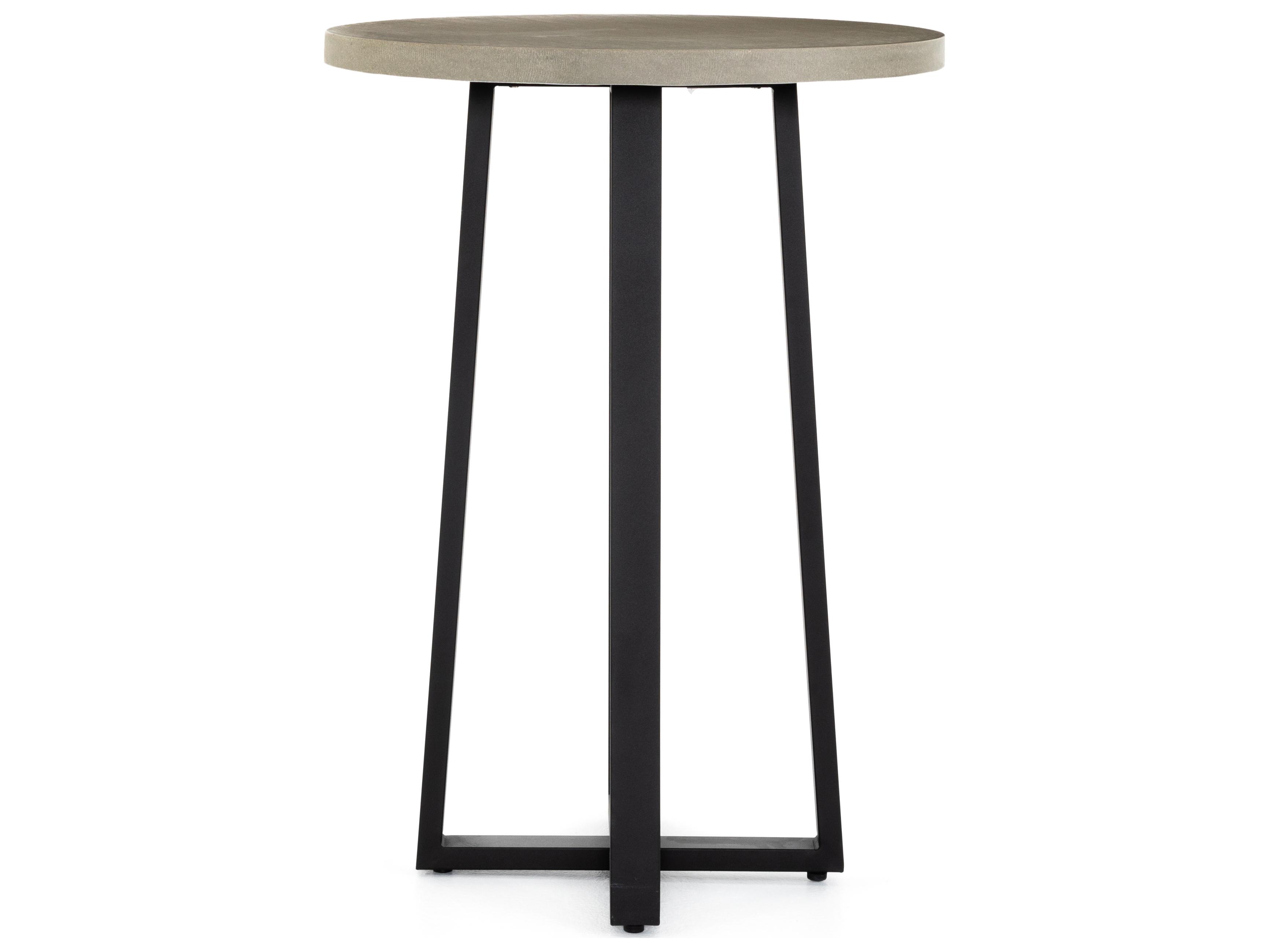 Four Hands Constantine Black Light Grey Round Stone Bar Table