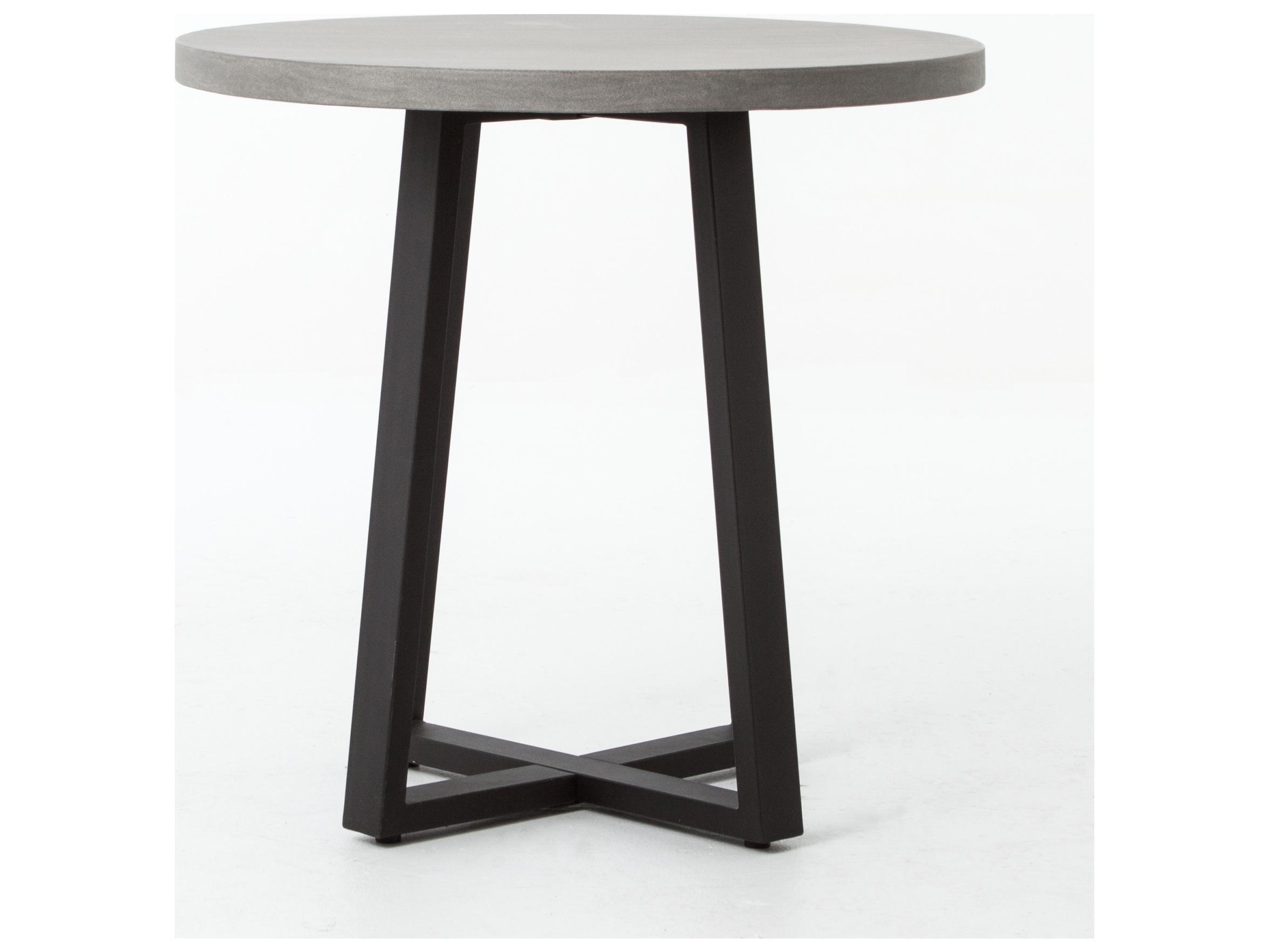 Four Hands Constantine Cyrus Round Stone Black Light Grey Dining Table
