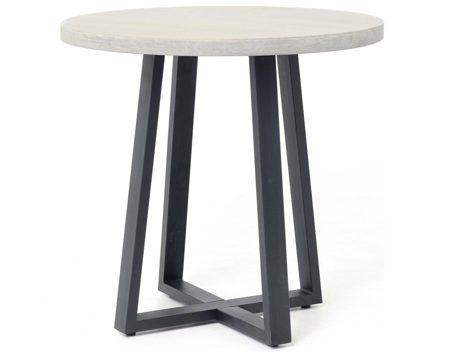 Four Hands Constantine Cyrus Round Stone Black Light Grey Dining Table