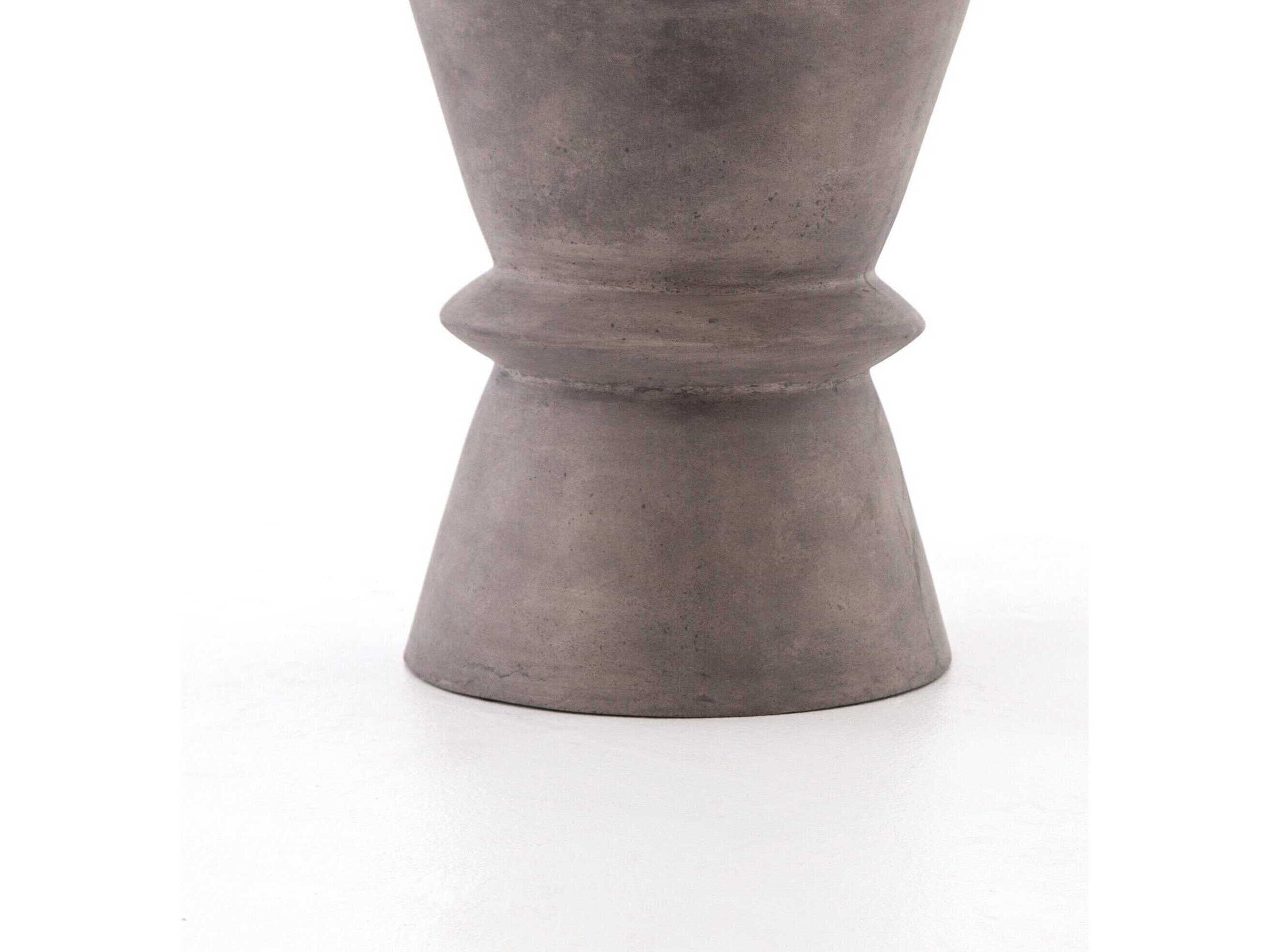 Four Hands Everett Lina Round Concrete Dark Grey End Table