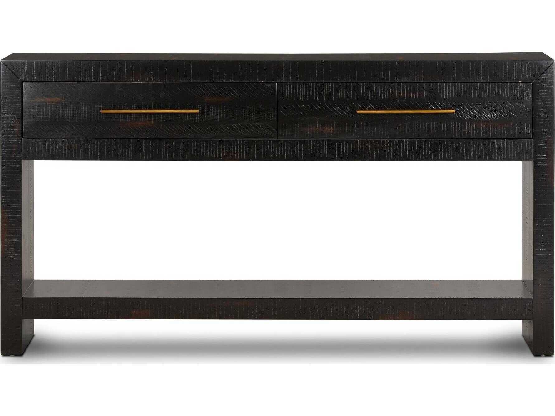 Four Hands Hadley Suki Rectangular Wood Burnished Black Console Table
