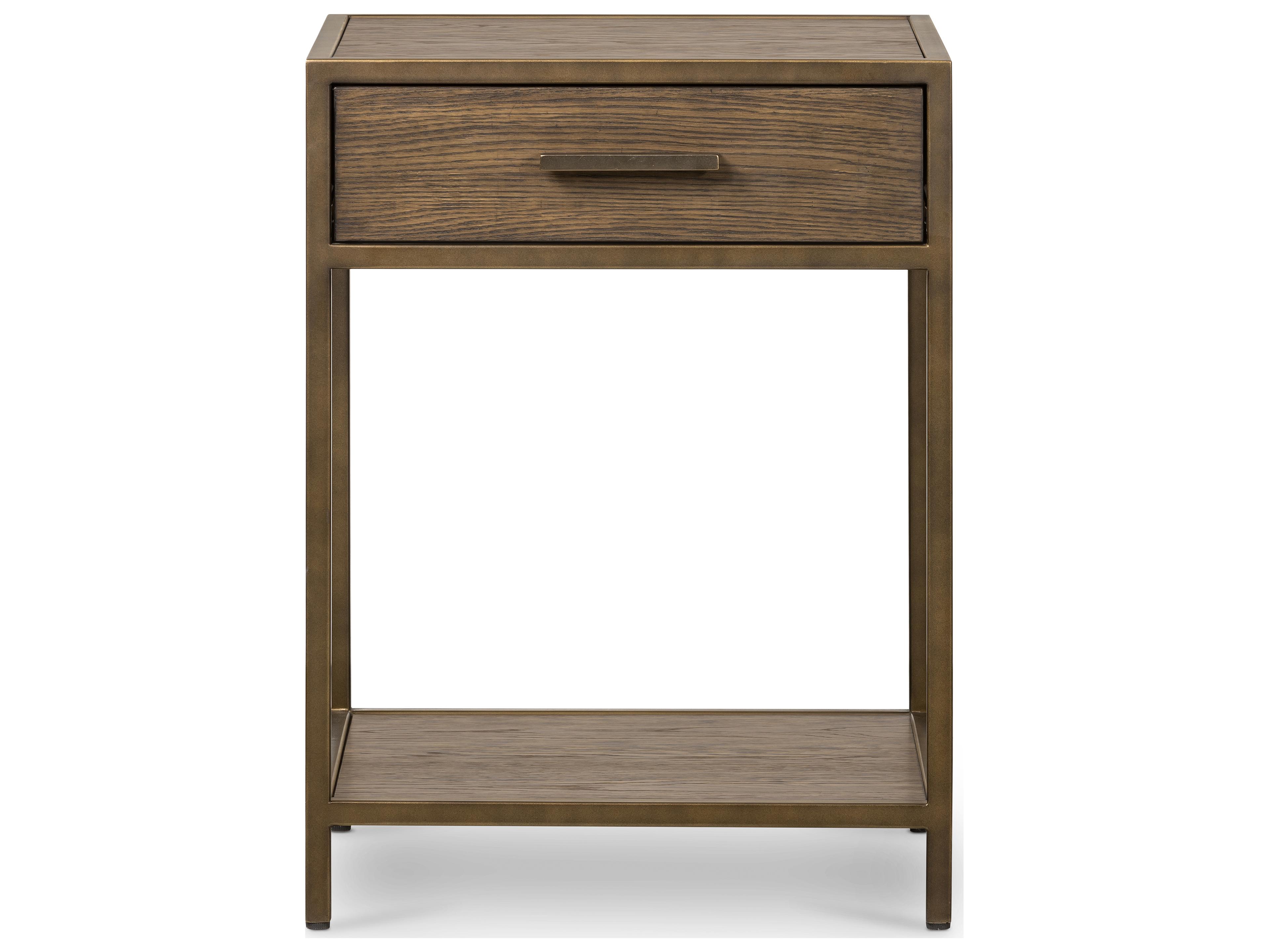 Four Hands Haiden Mason 1-Drawer Brown Oak Wood Nightstand