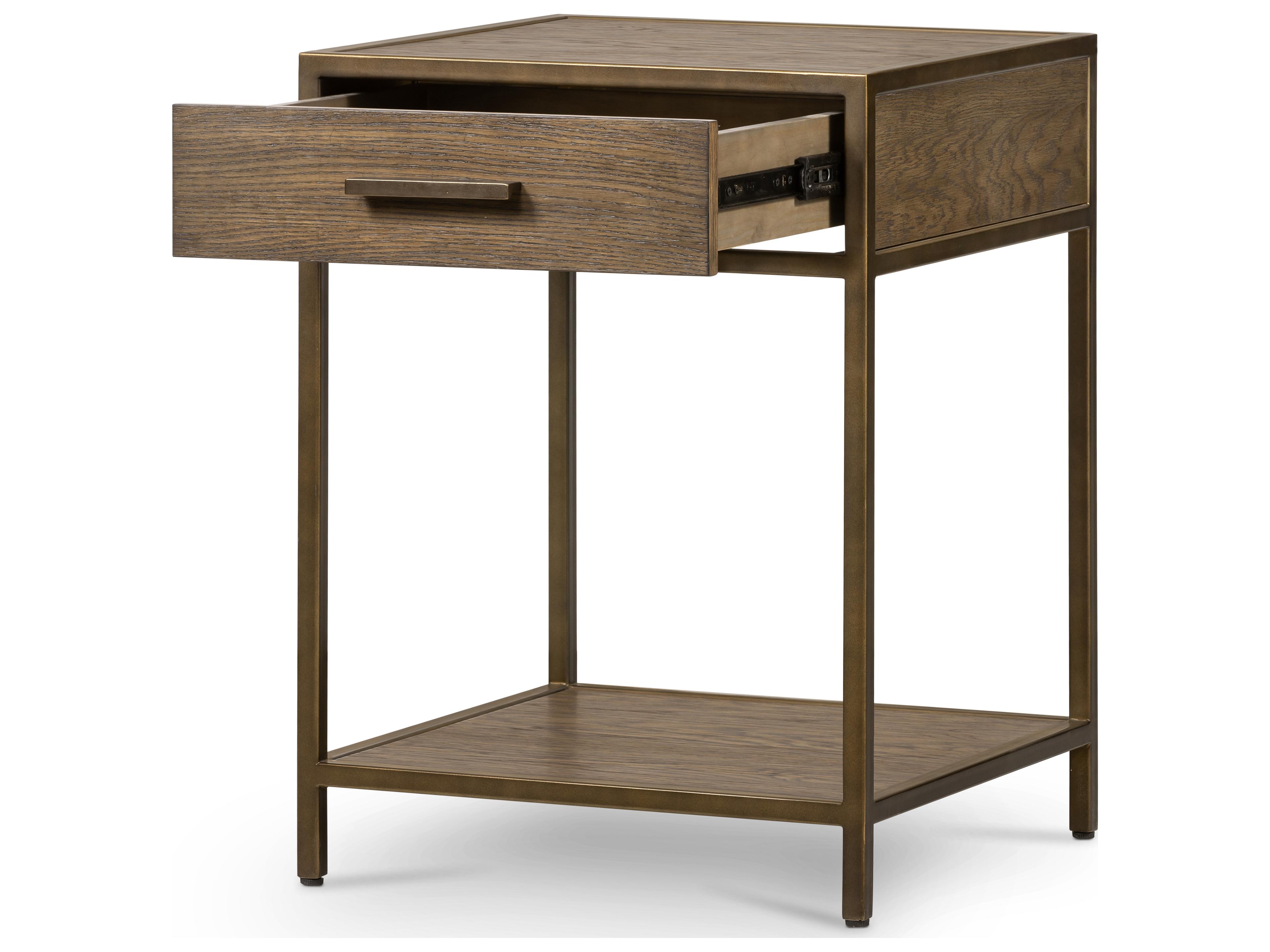 Four Hands Haiden Mason 1-Drawer Brown Oak Wood Nightstand