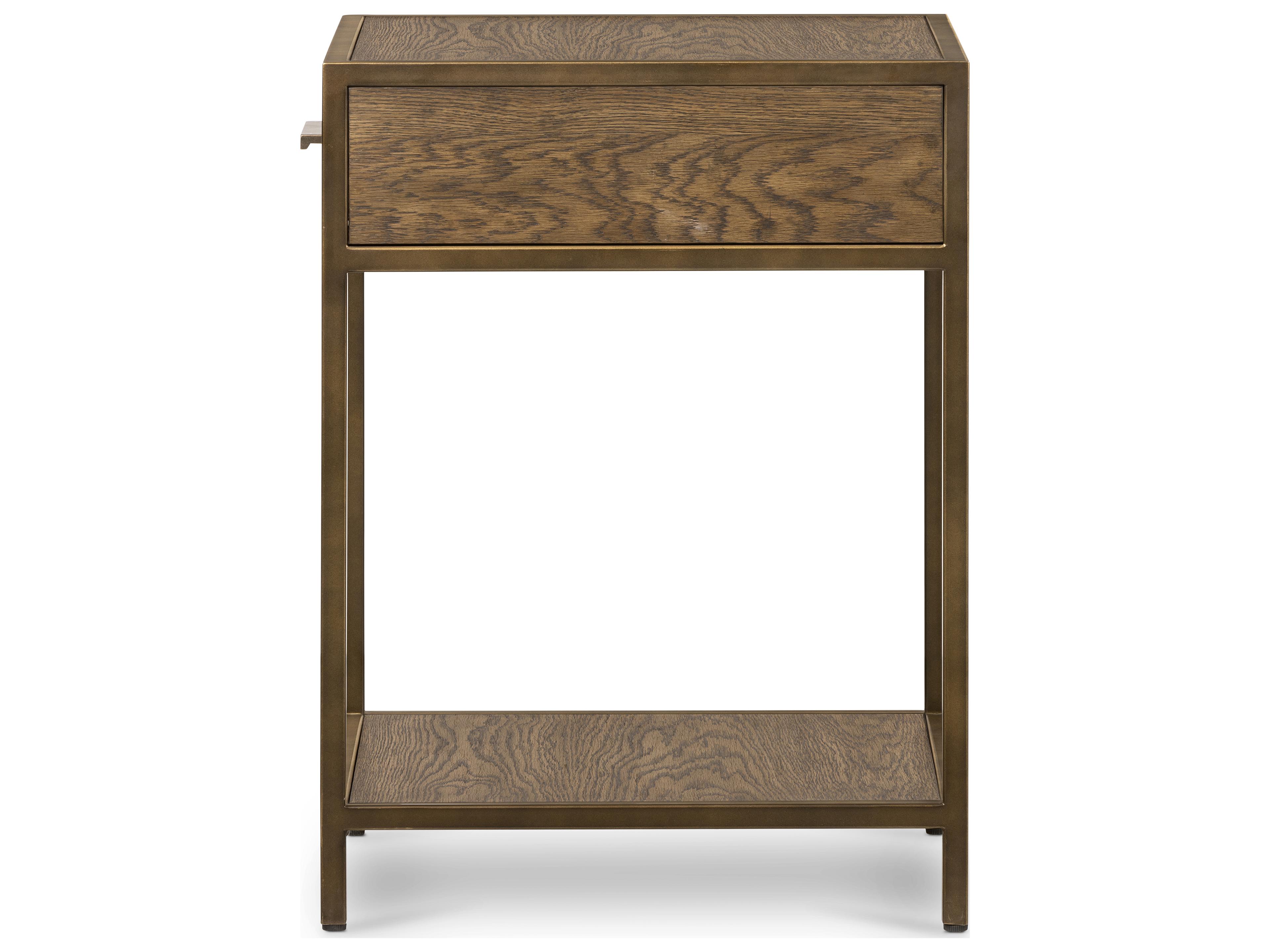Four Hands Haiden Mason 1-Drawer Brown Oak Wood Nightstand