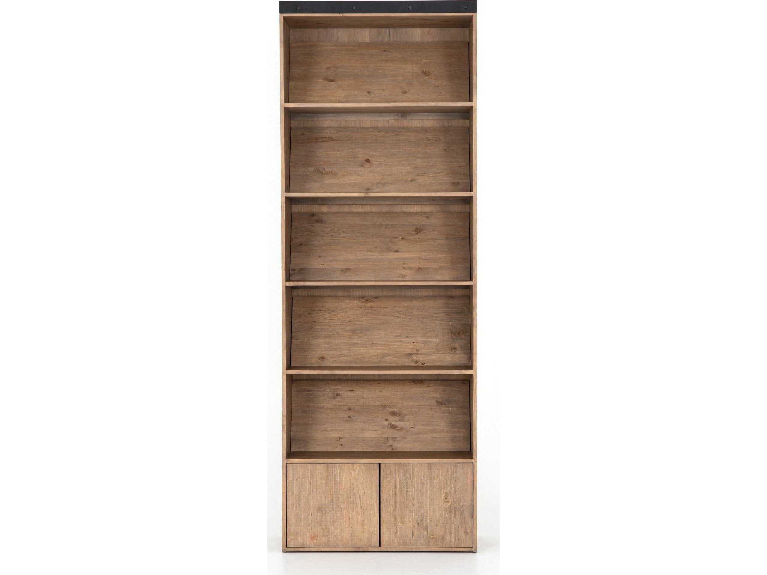 Four Hands Haiden Smoked Pine Black Iron Bookcase