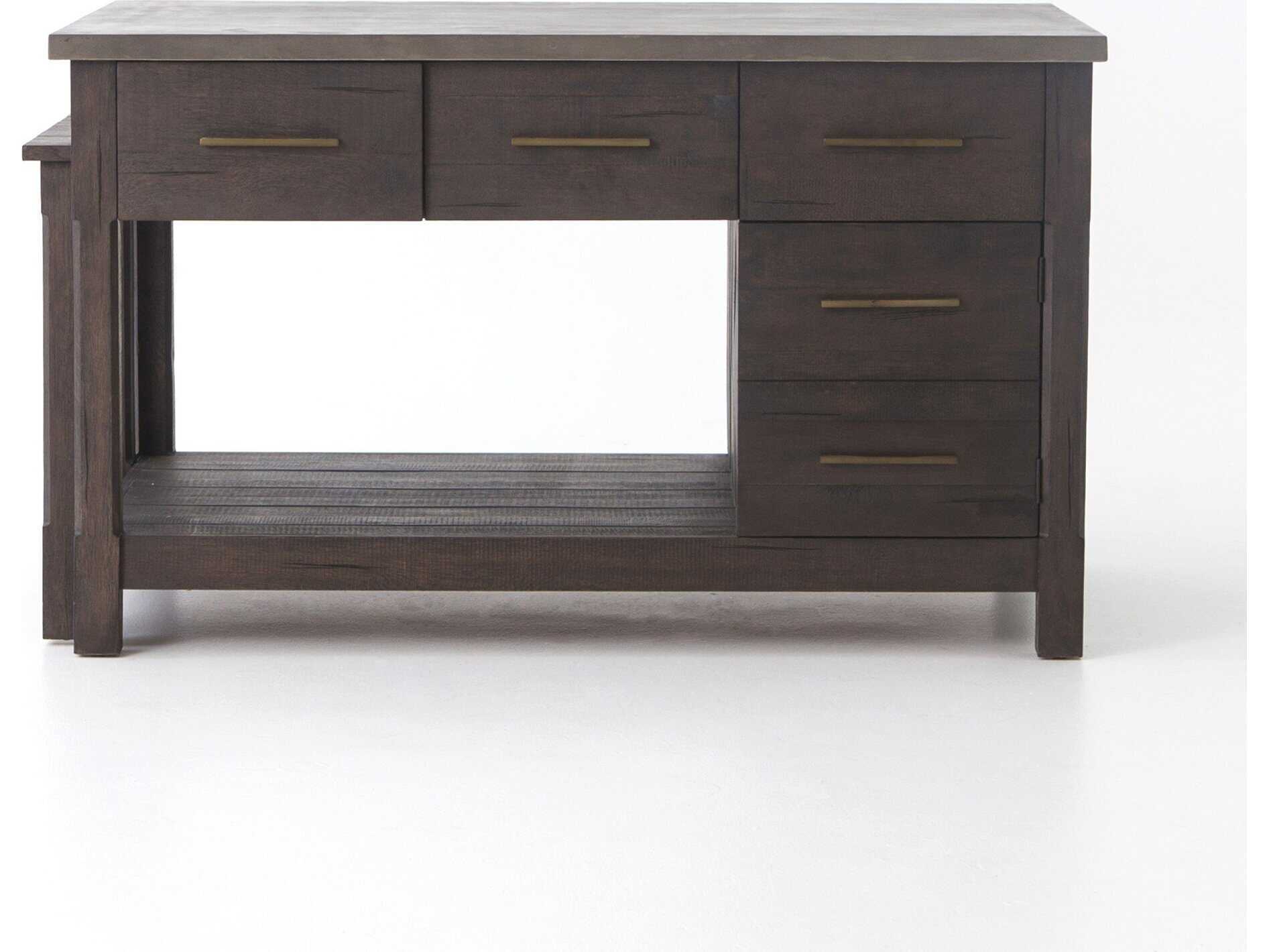 Four Hands Patten Wood Rubbed Black Oak Bar Cart