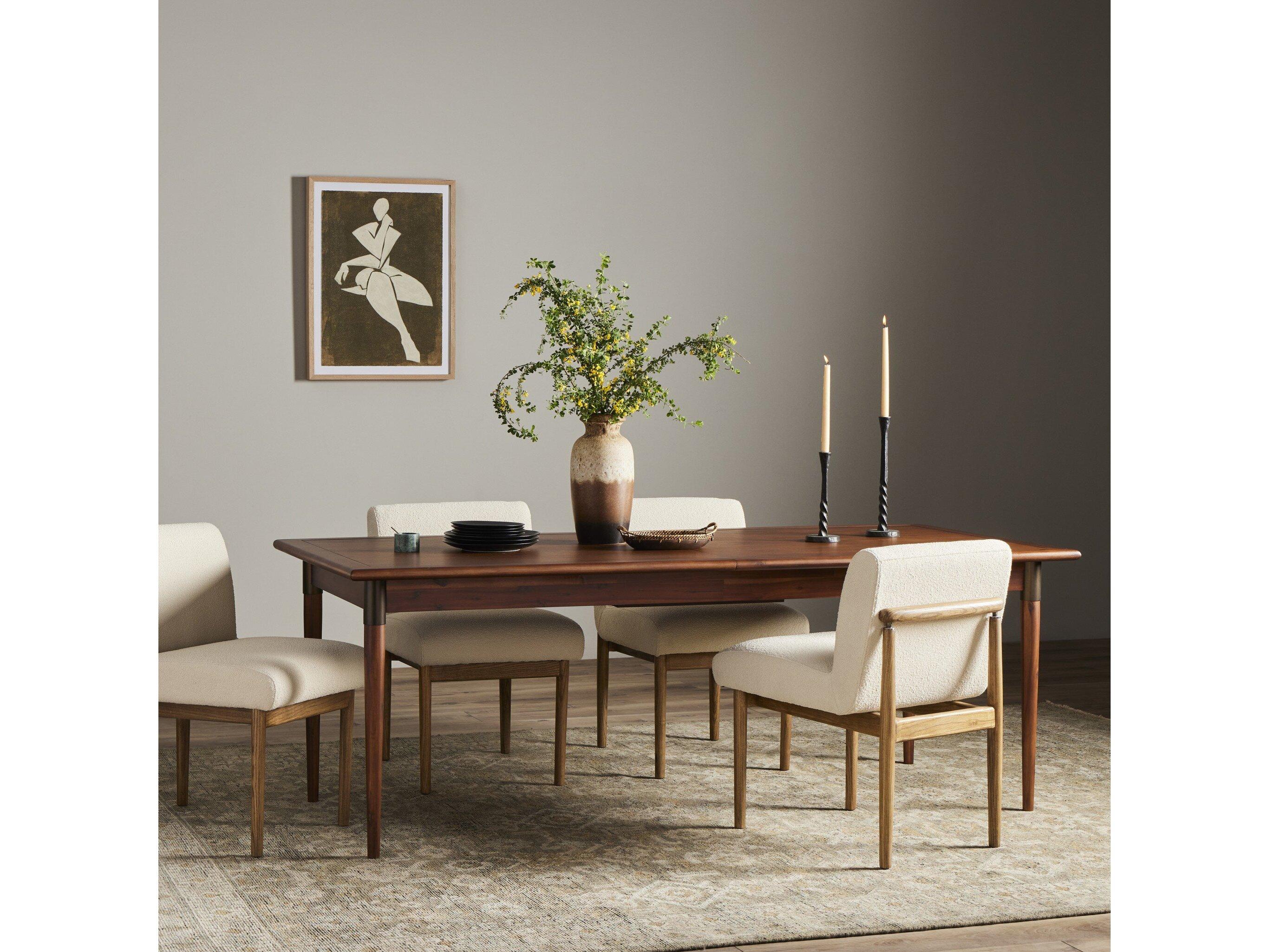 Four Hands Patten Harper Extendable Rectangular Wood Toasted Walnut Umber Bronze Dining Table