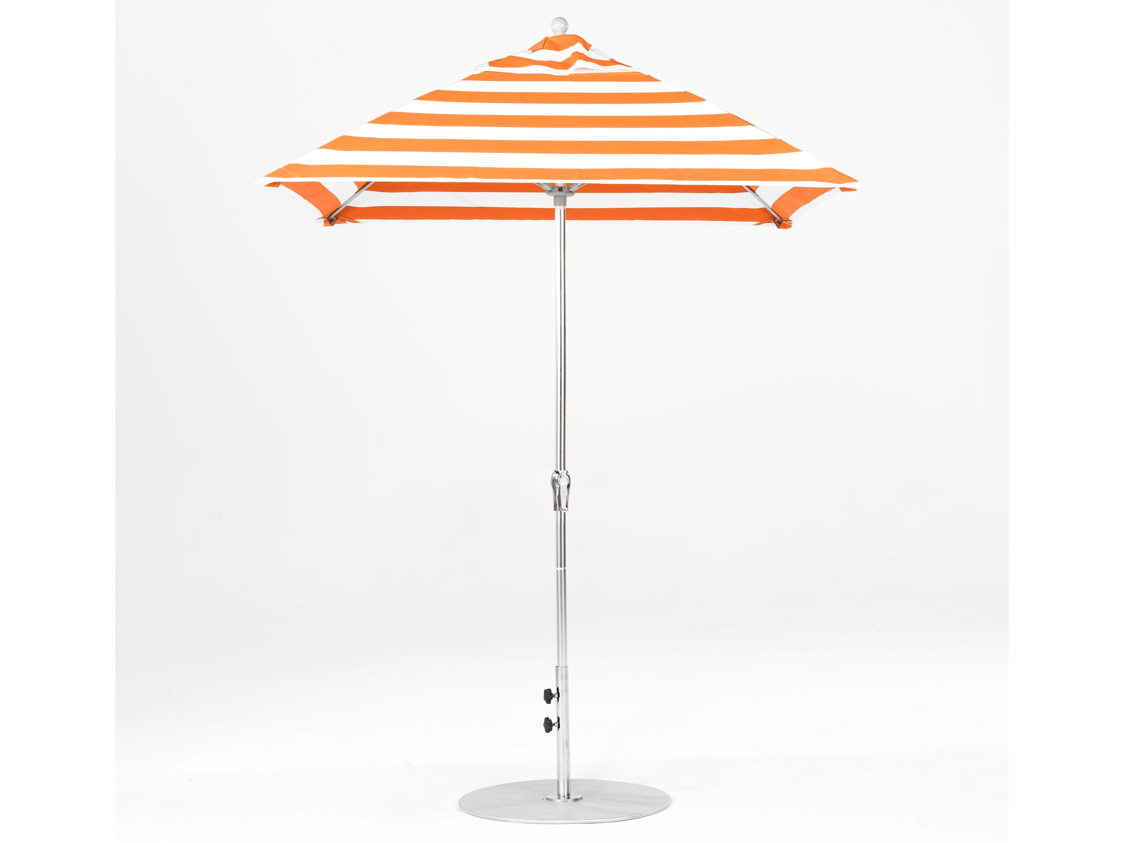 Frankford Monterey Fiberglass Market 6.5 Foot Square Crank Outdoor Patio Umbrella - Special Order Striped Fabric