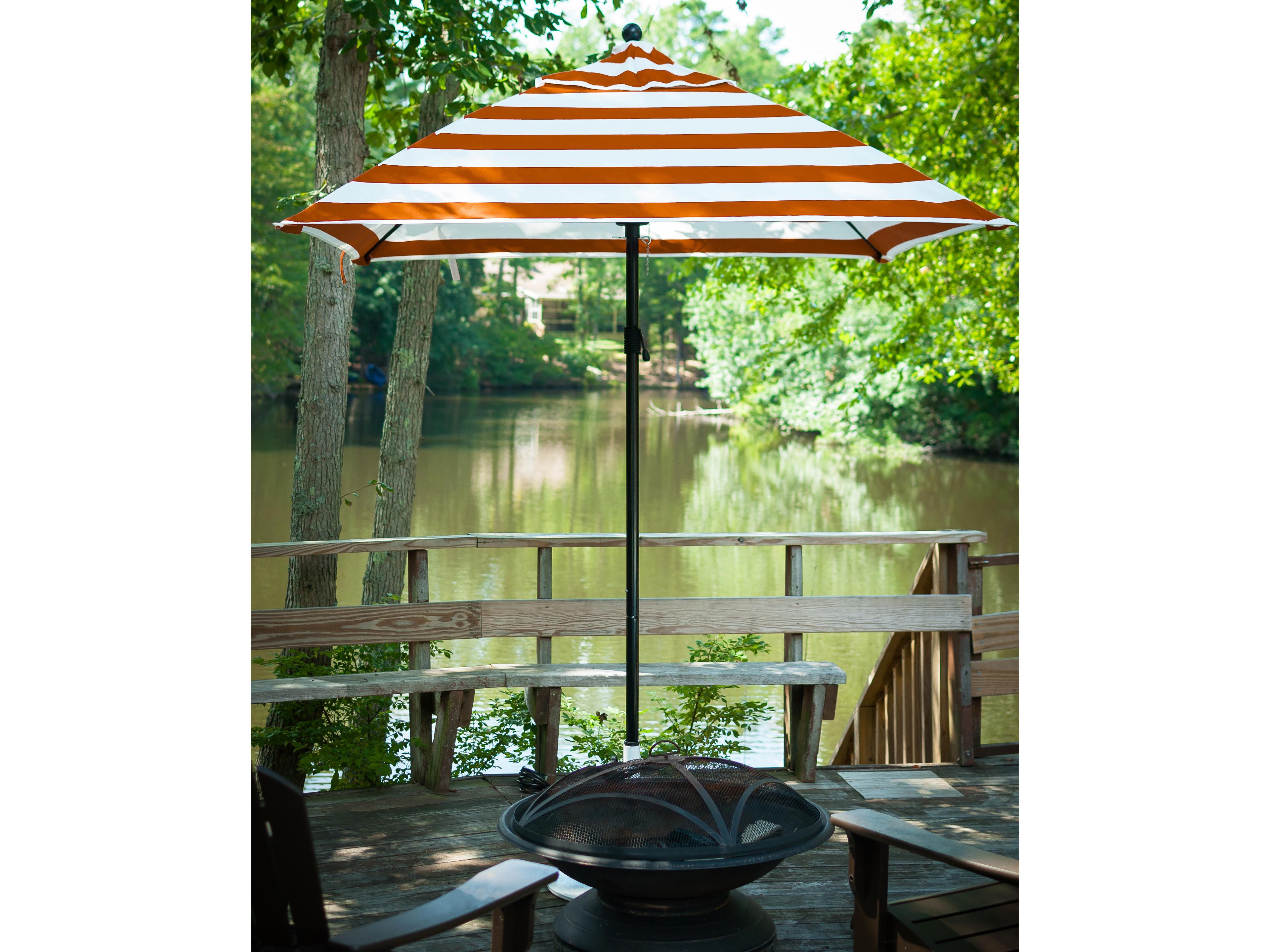 Frankford Quick Ship Monterey Market Fiberglass 6.5 Foot Square Pulley Lift Patio Umbrella