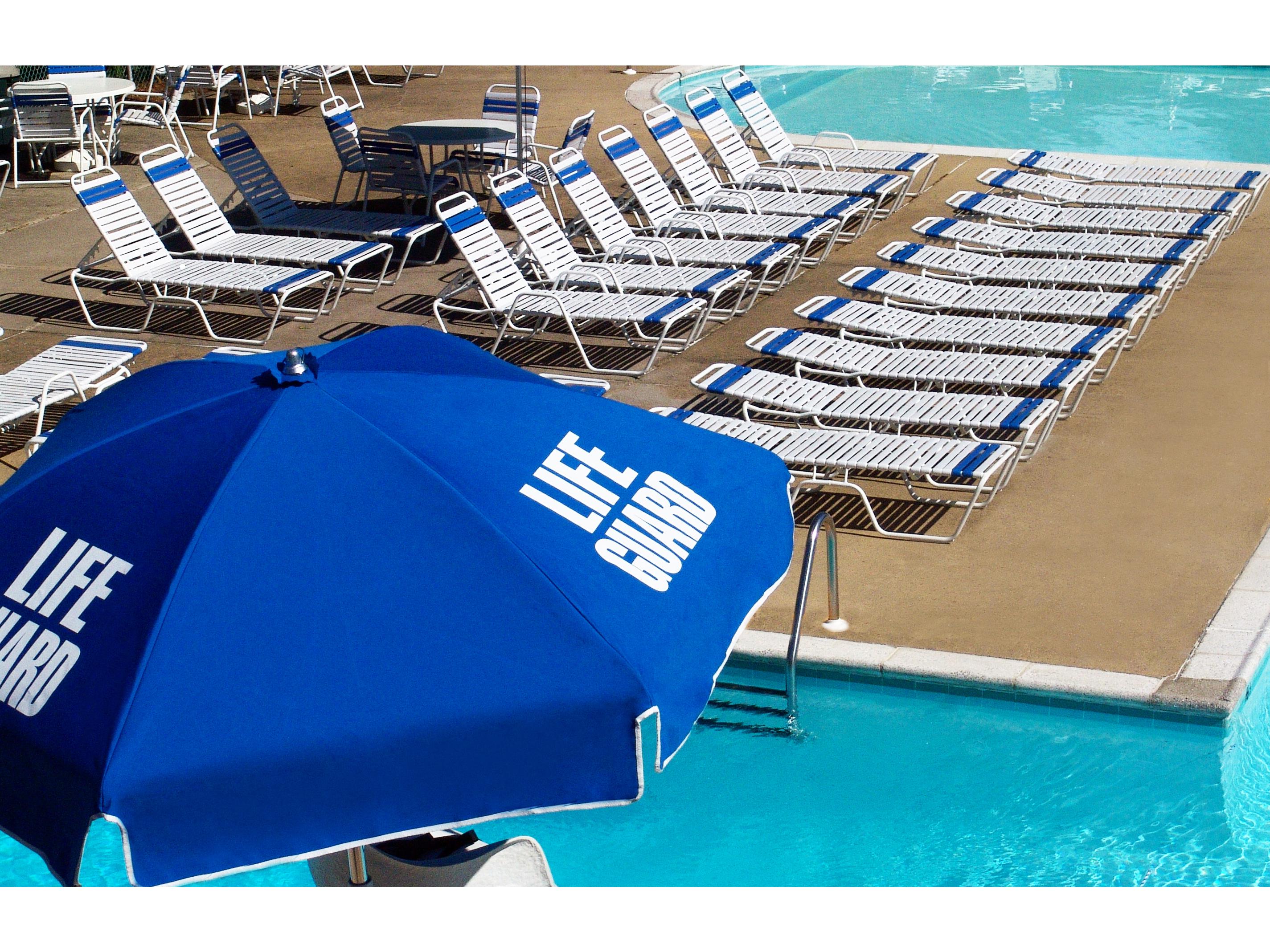 Frankford Quick Ship Lifeguard Aluminum Silver Anodized 6.5 Foot Hexagon Manual Lift Patio Umbrella - Steel Ribs