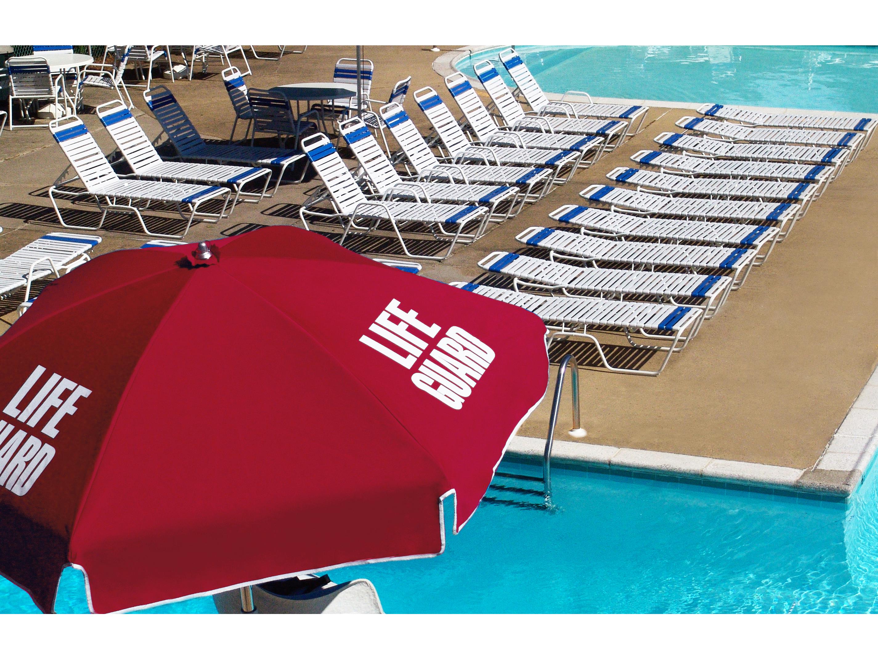 Frankford Quick Ship Lifeguard Aluminum Silver Anodized 6.5 Foot Hexagon Manual Lift Patio Umbrella - Steel Ribs