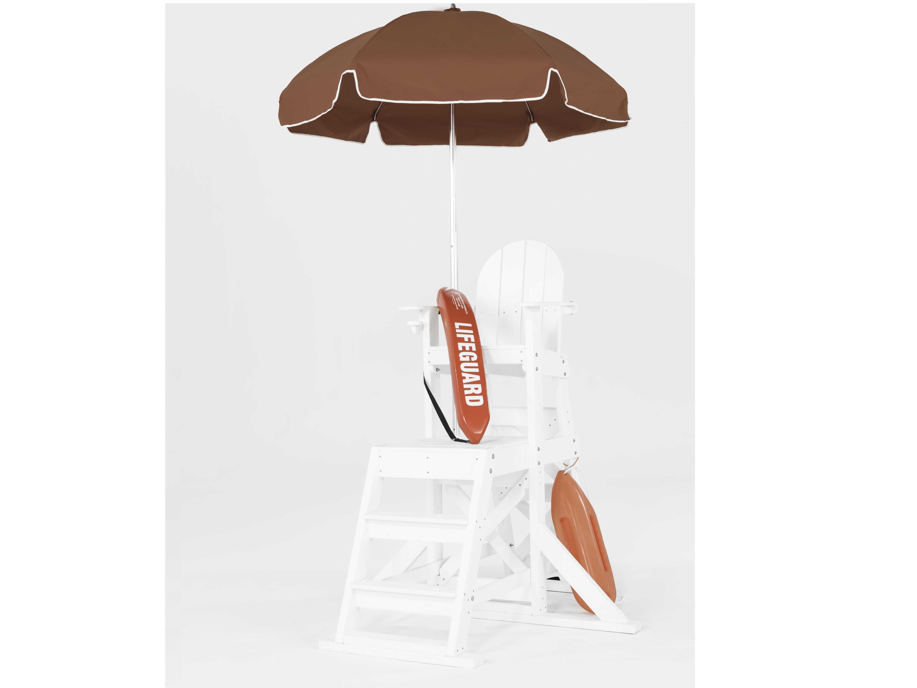 Frankford Lifeguard Custom Aluminum Silver Anodized 6.5 Foot Hexagon Manual Lift Outdoor Umbrella - Steel Ribs