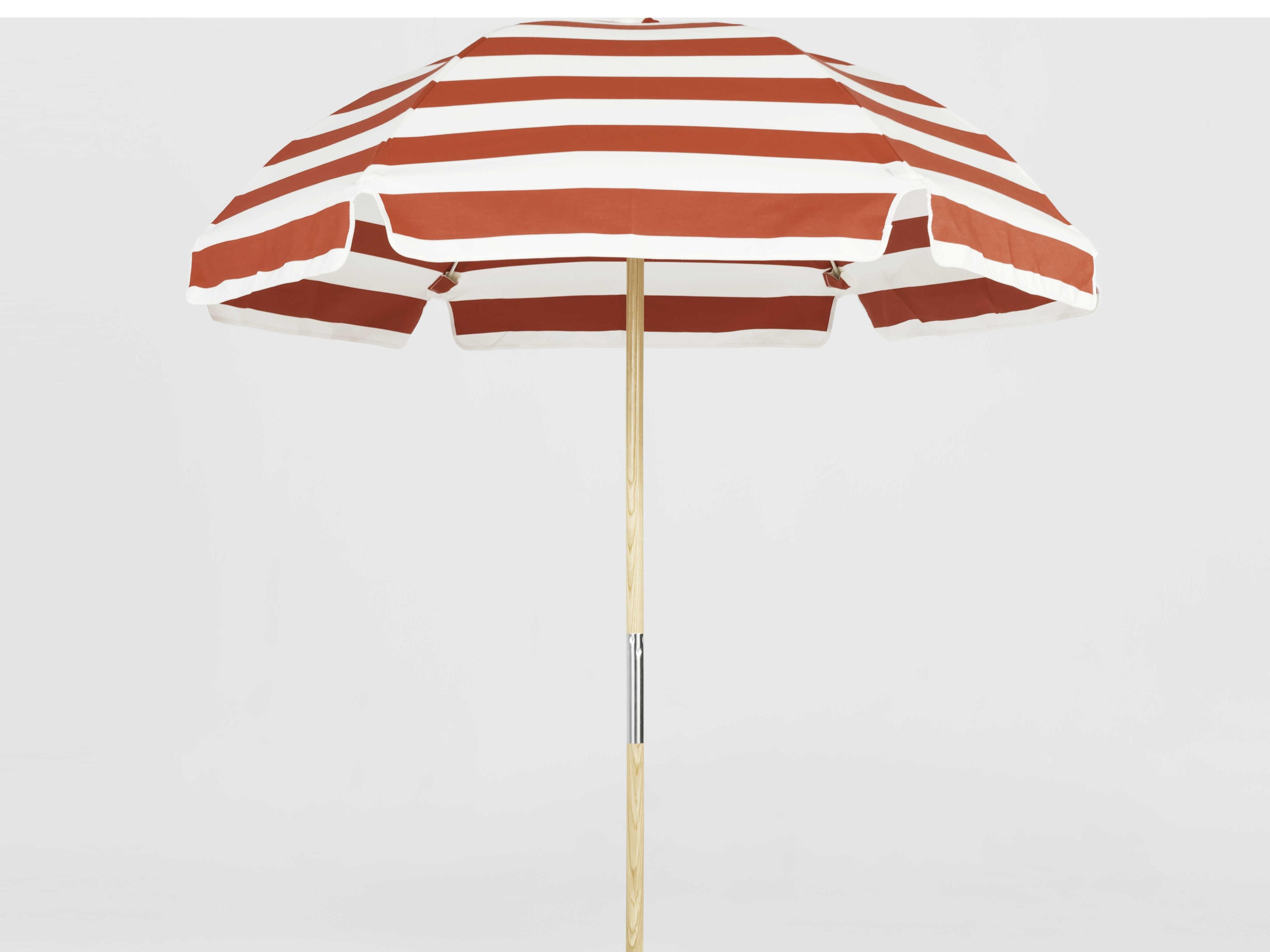 Frankford Avalon Fiberglass Beach 6.5 Foot Hexagon Manual Lift Outdoor Umbrella - Special Order Striped Fabric