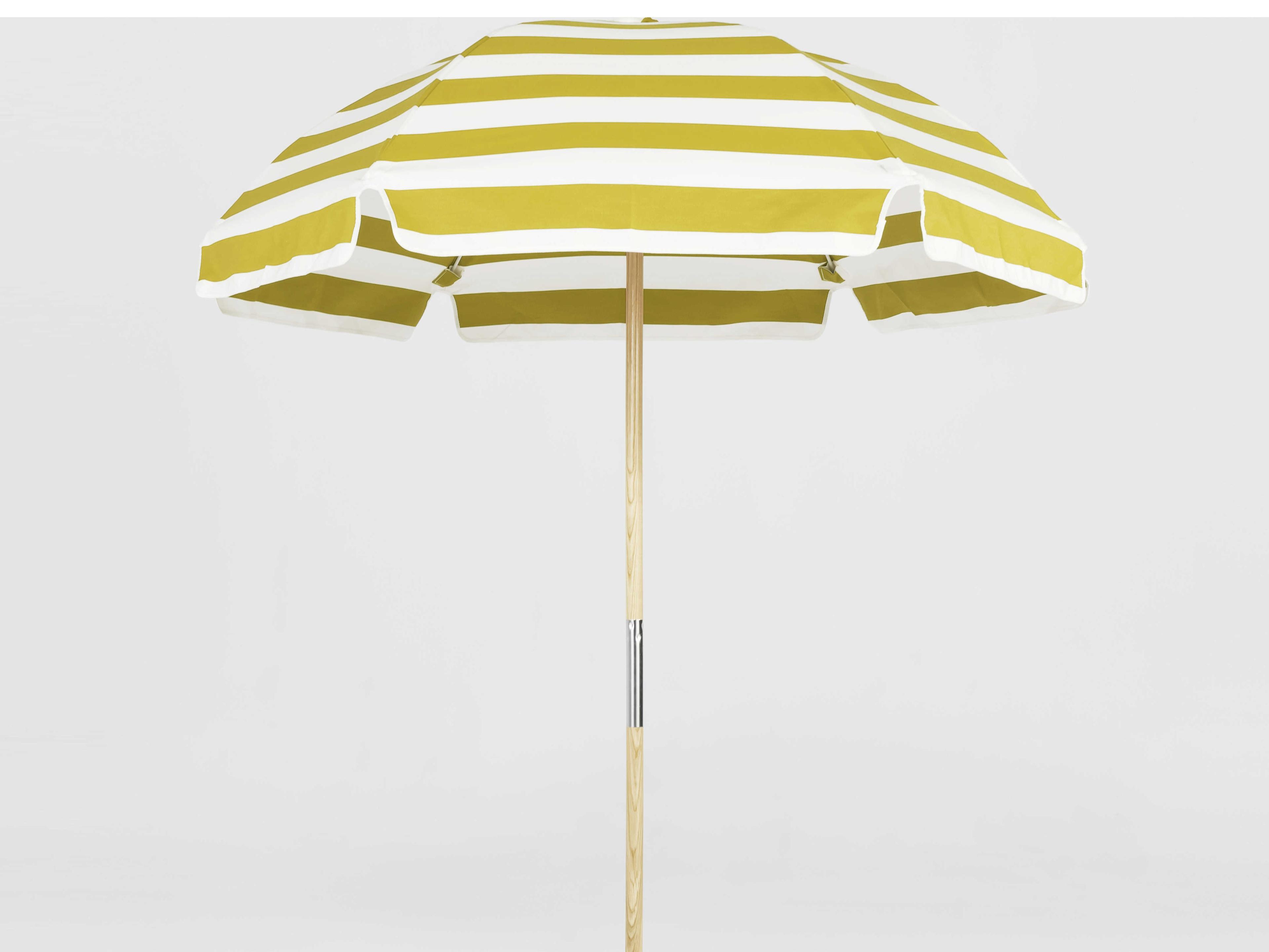 Frankford Avalon Fiberglass Beach 6.5 Foot Hexagon Manual Lift Outdoor Umbrella - Special Order Striped Fabric
