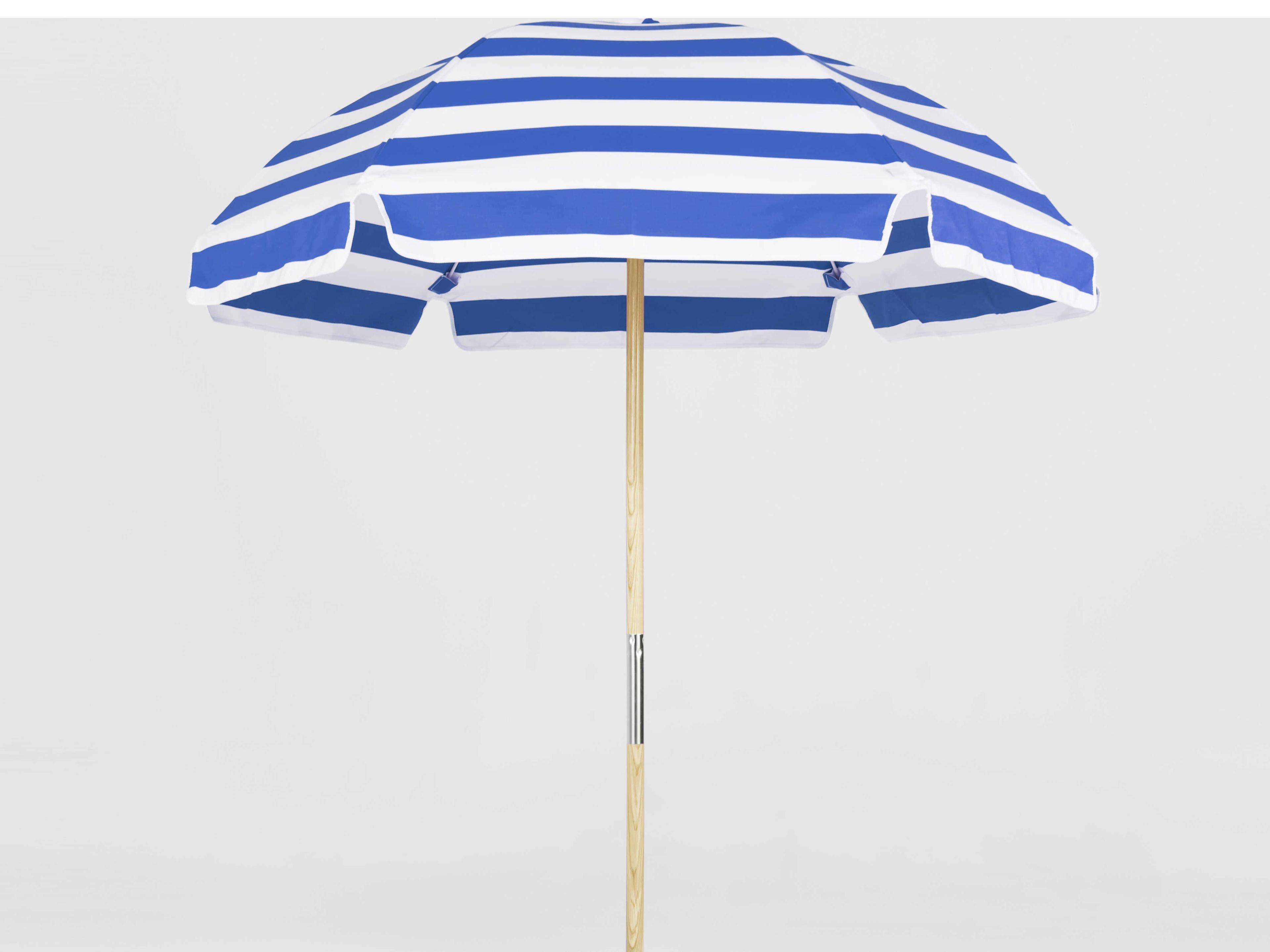 Frankford Avalon Fiberglass Beach 6.5 Foot Hexagon Manual Lift Outdoor Umbrella - Special Order Striped Fabric