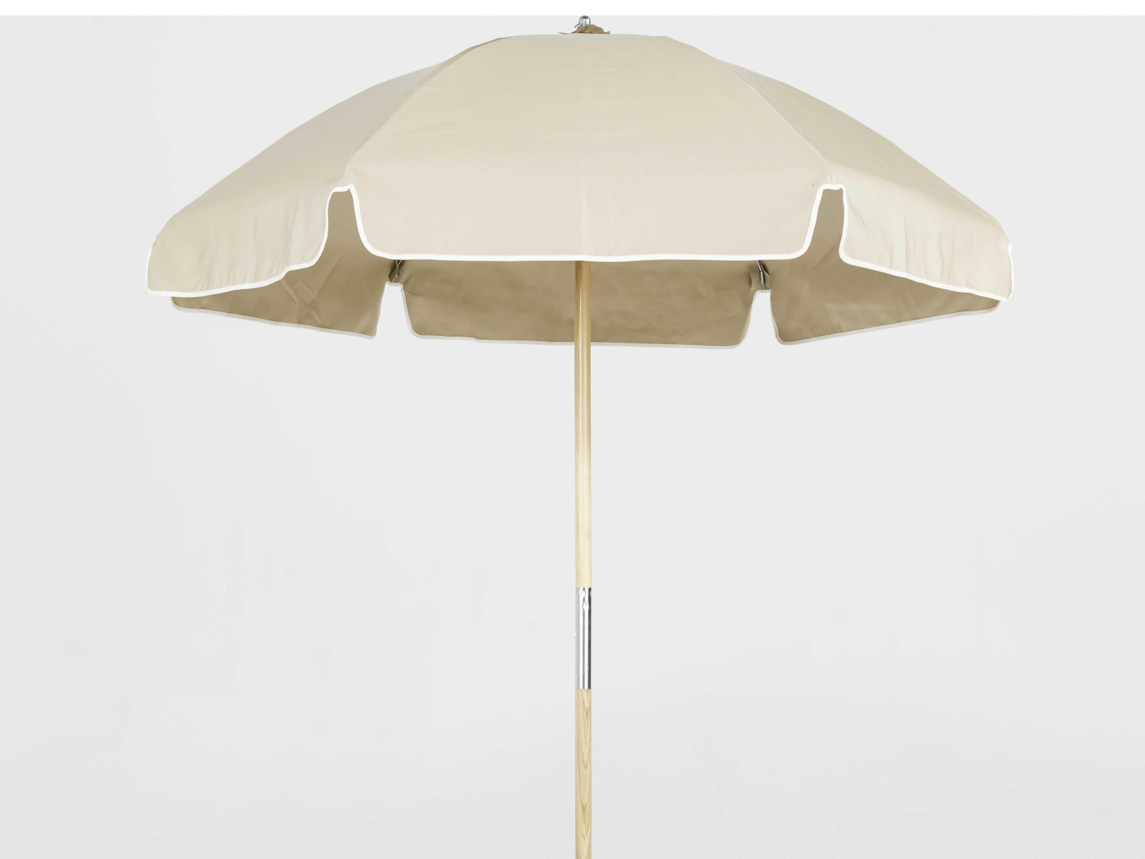Frankford Emerald Custom Beach Ash Wood 6.5 Foot Hexagon Manual Lift Outdoor Umbrella