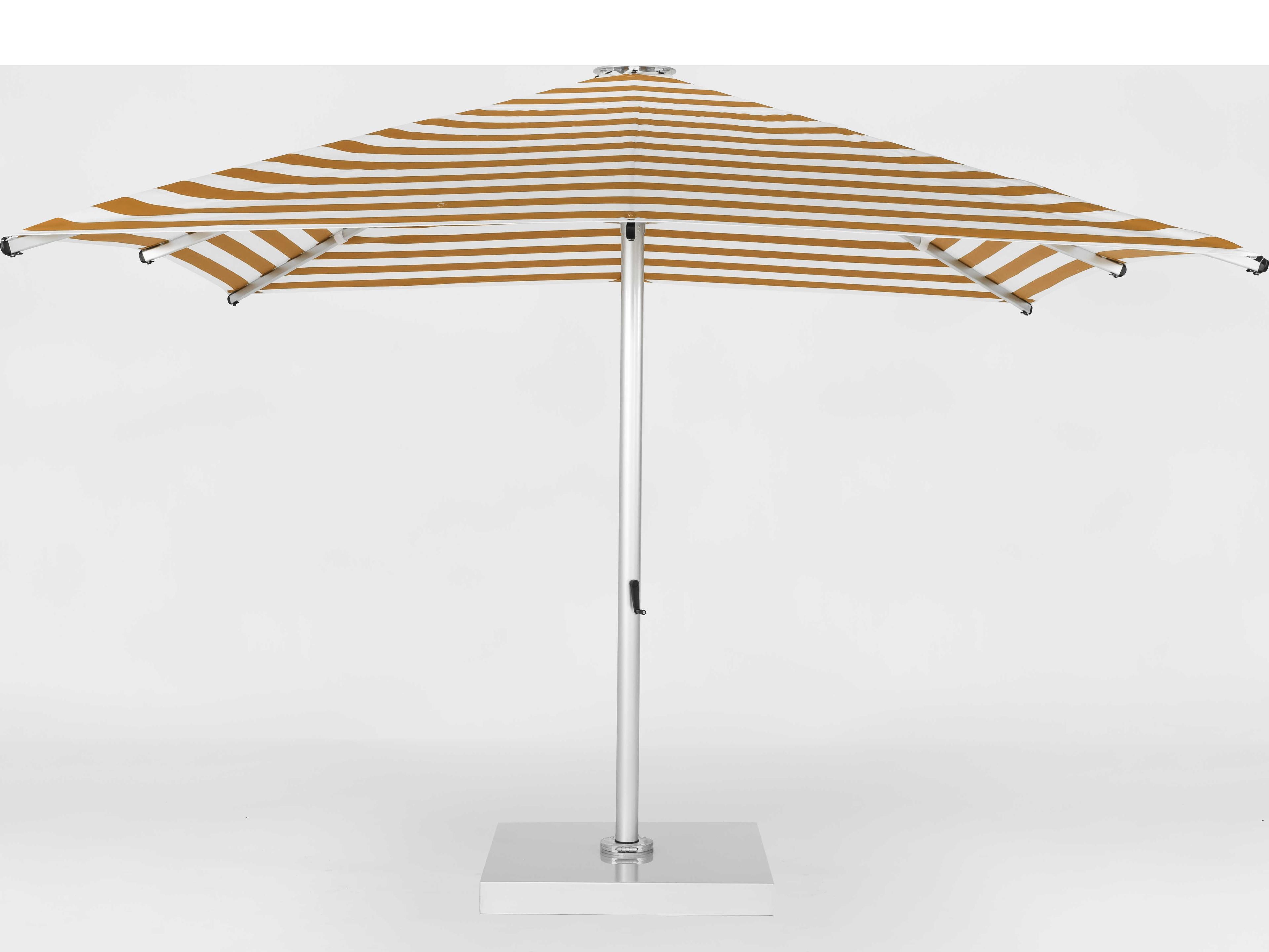 Frankford Nova Giant Center Aluminum Matte Silver 13 Foot Square Telescoping Crank Outdoor Umbrella - Striped Fabric