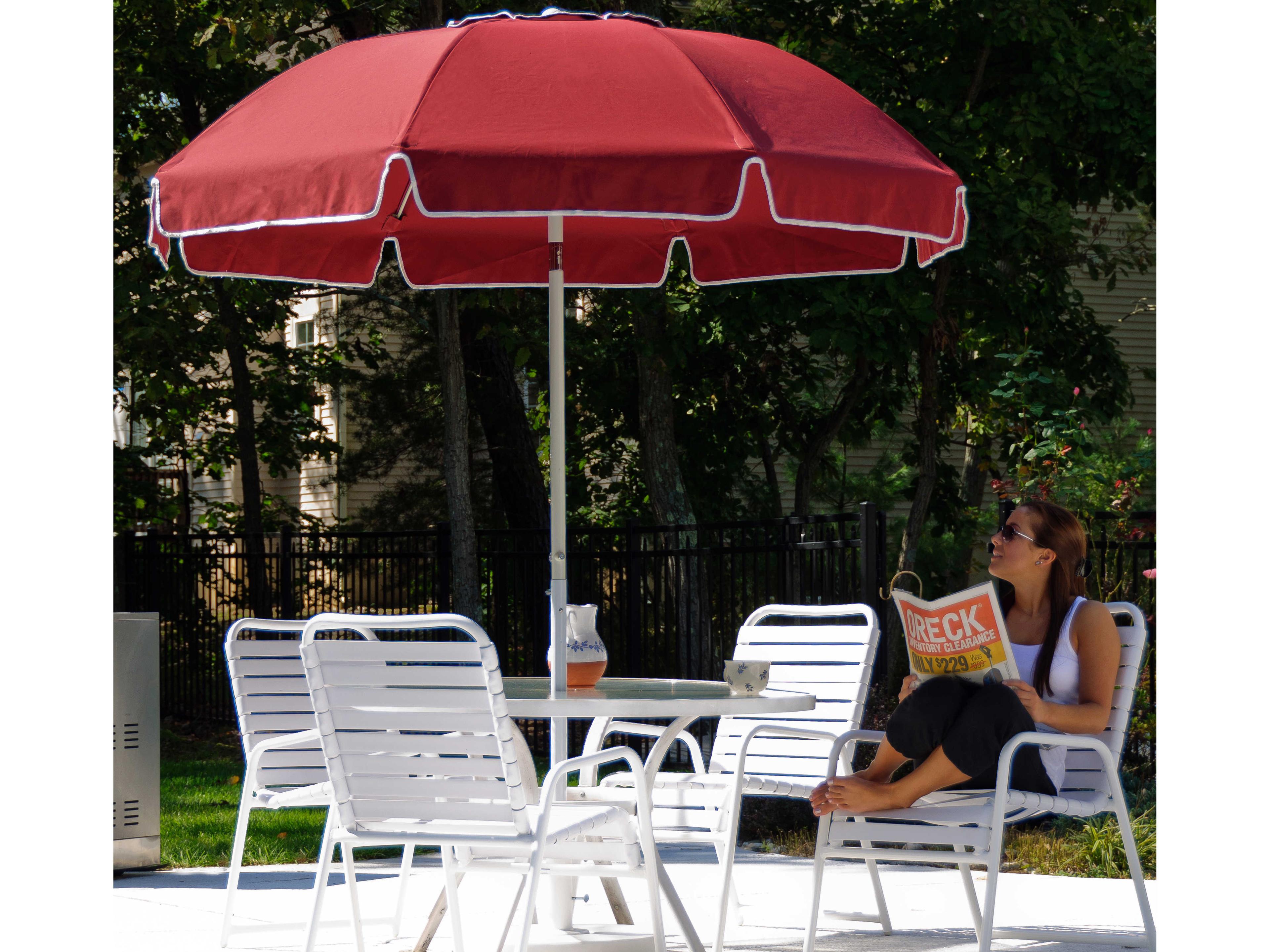 Frankford Catalina Custom Fiberglass 7.5 Foot Octagon Crank Tilt Patio Umbrella