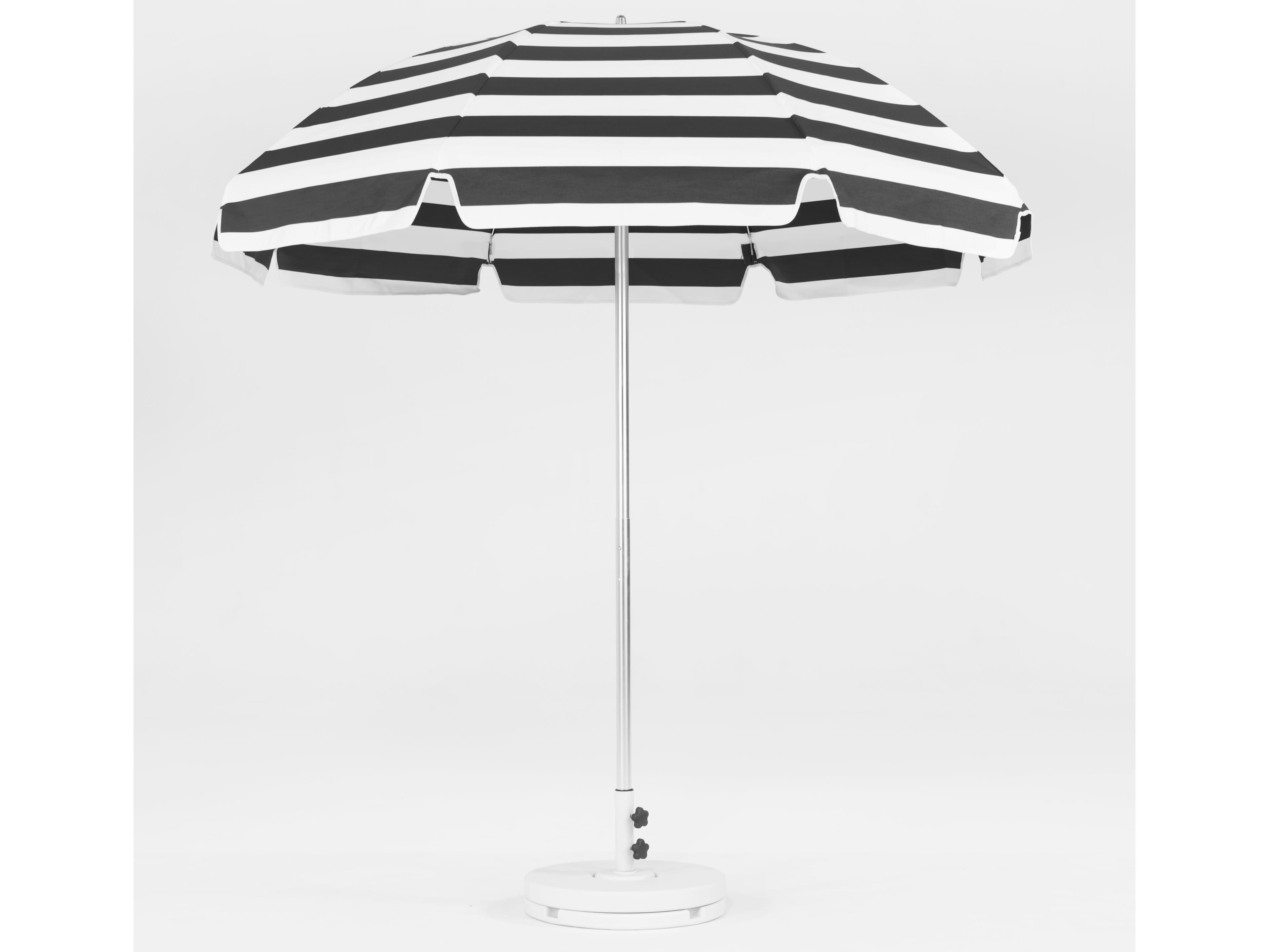 Frankford Laurel Steel Silver Anodized 7.5 Foot Octagon Outdoor Umbrella - Special Order Striped Fabric