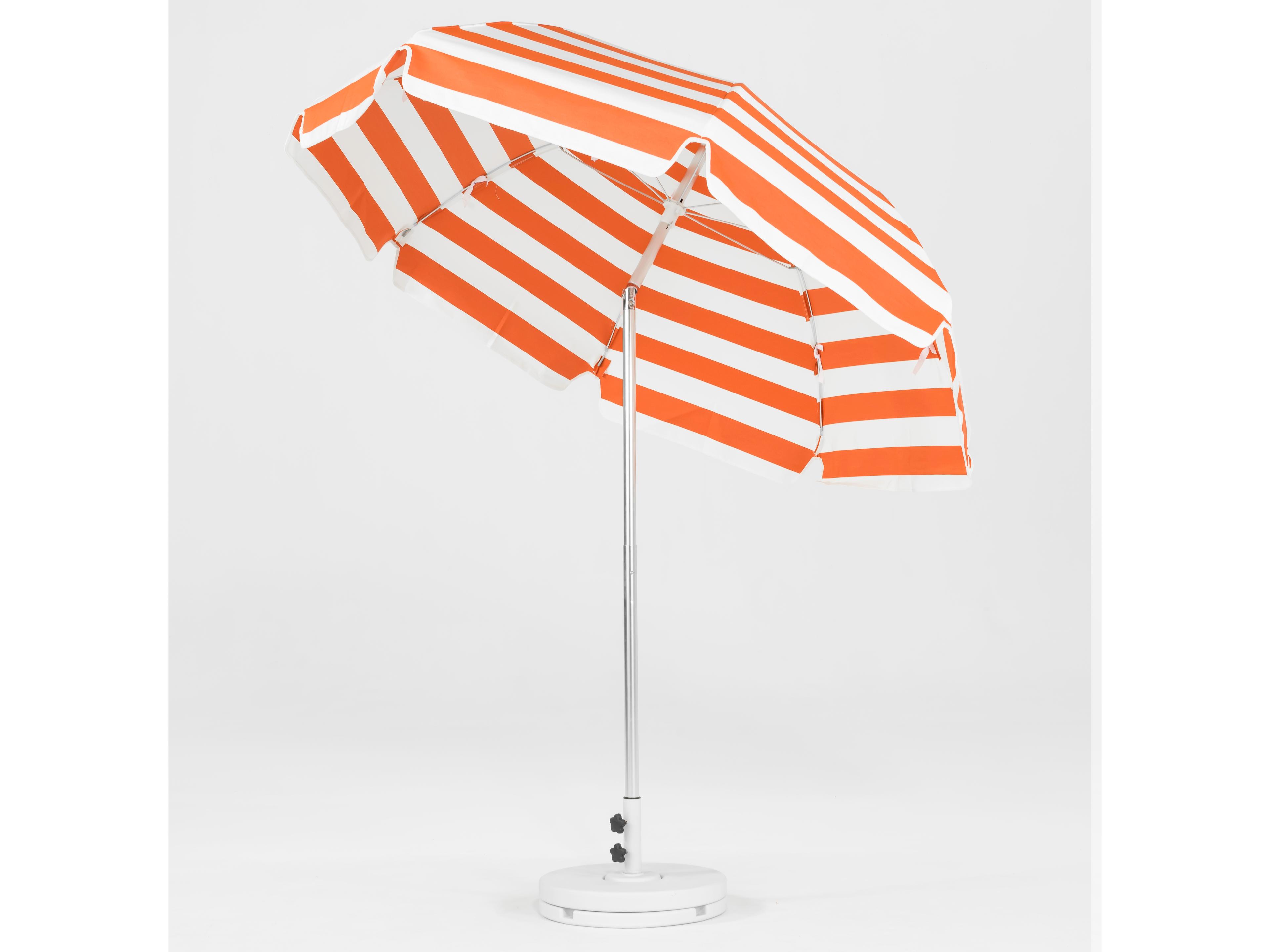 Frankford Laurel Steel Silver Anodized 7.5 Foot Octagon Auto Tilt Outdoor Umbrella - Special Order Striped Fabric