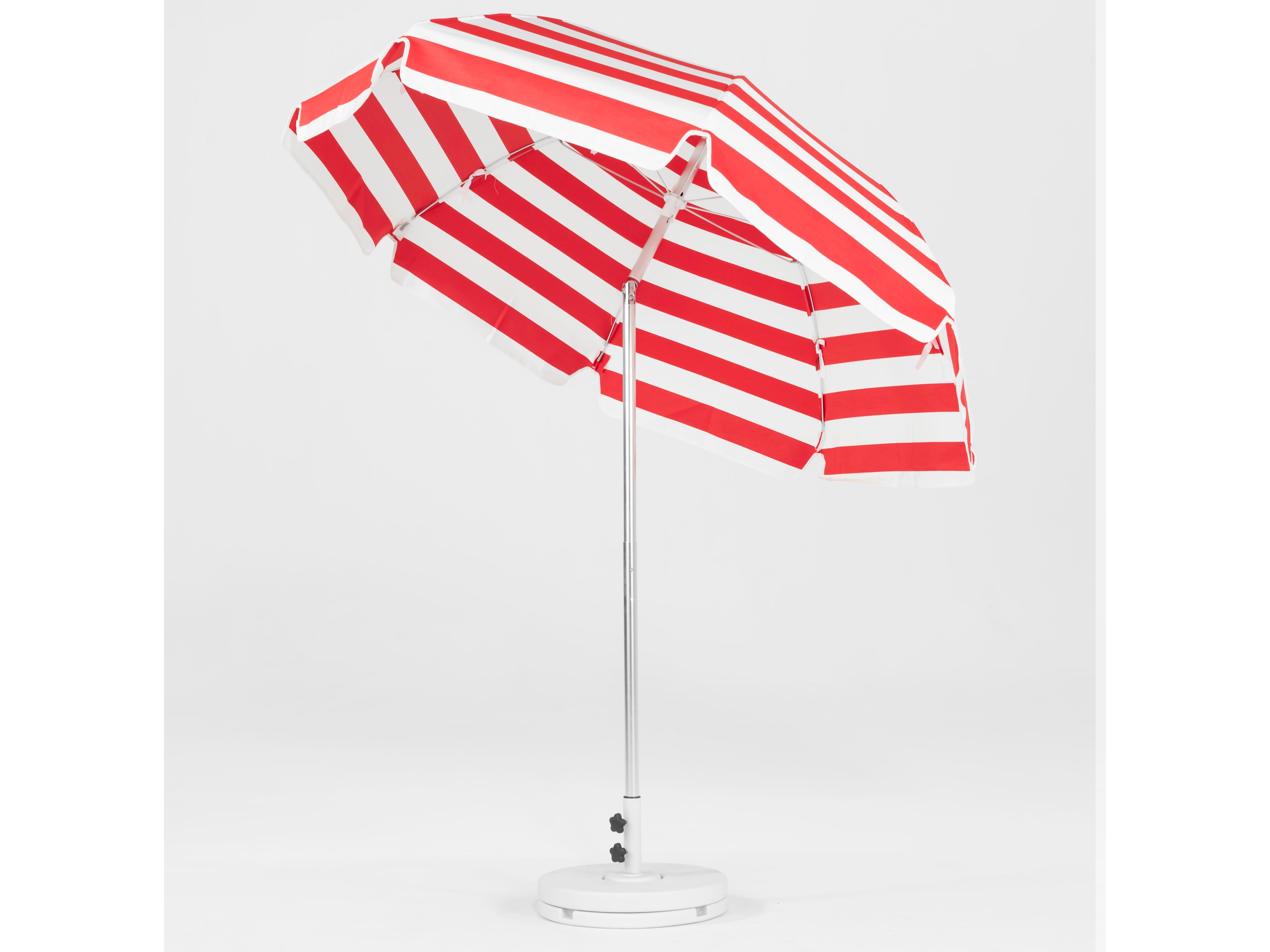 Frankford Laurel Steel Silver Anodized 7.5 Foot Octagon Auto Tilt Outdoor Umbrella - Special Order Striped Fabric
