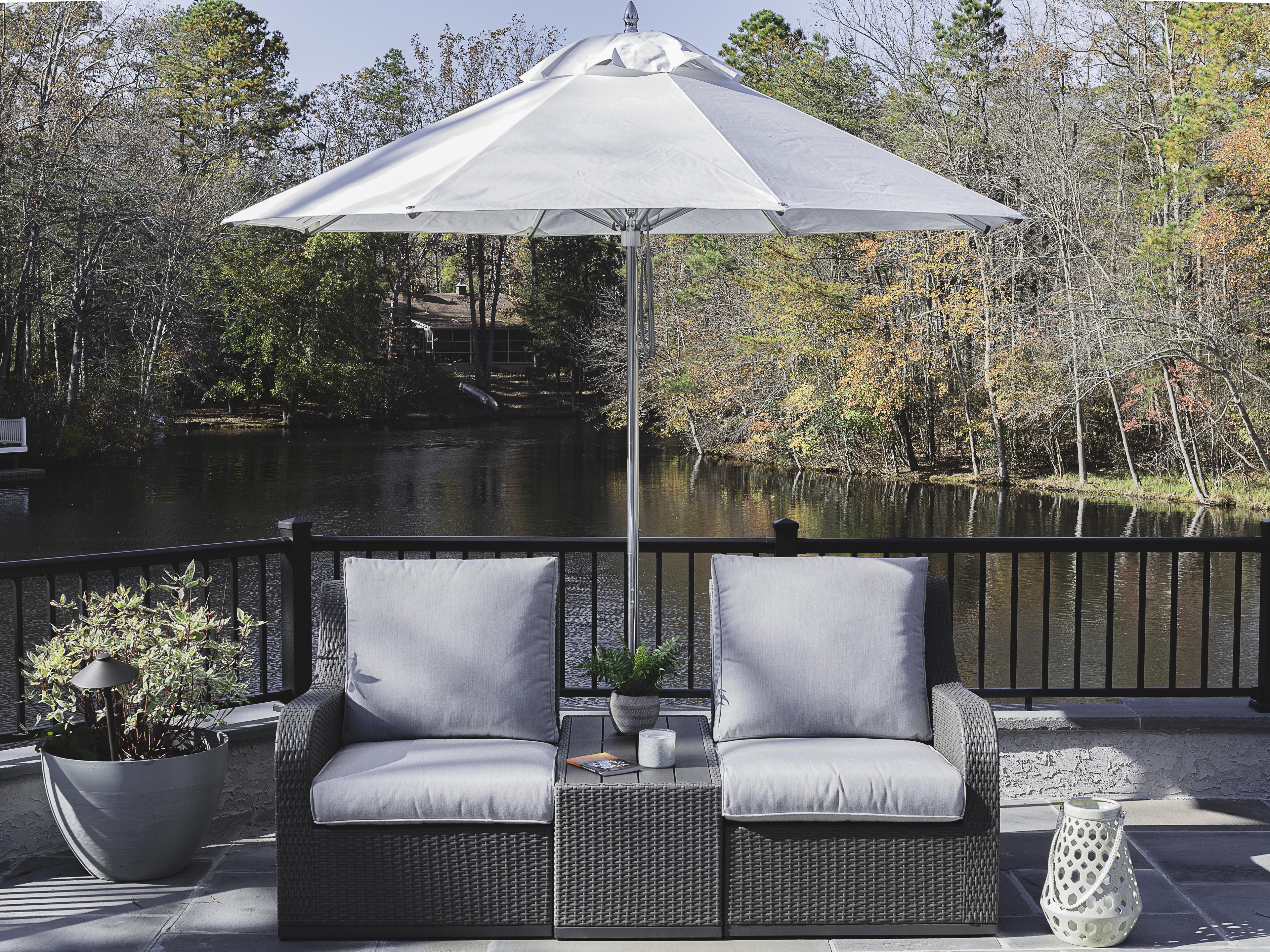 Frankford Greenwich Aluminum Silver Anodized 7.5 Foot Octagon Pulley Lift Outdoor Patio Umbrella