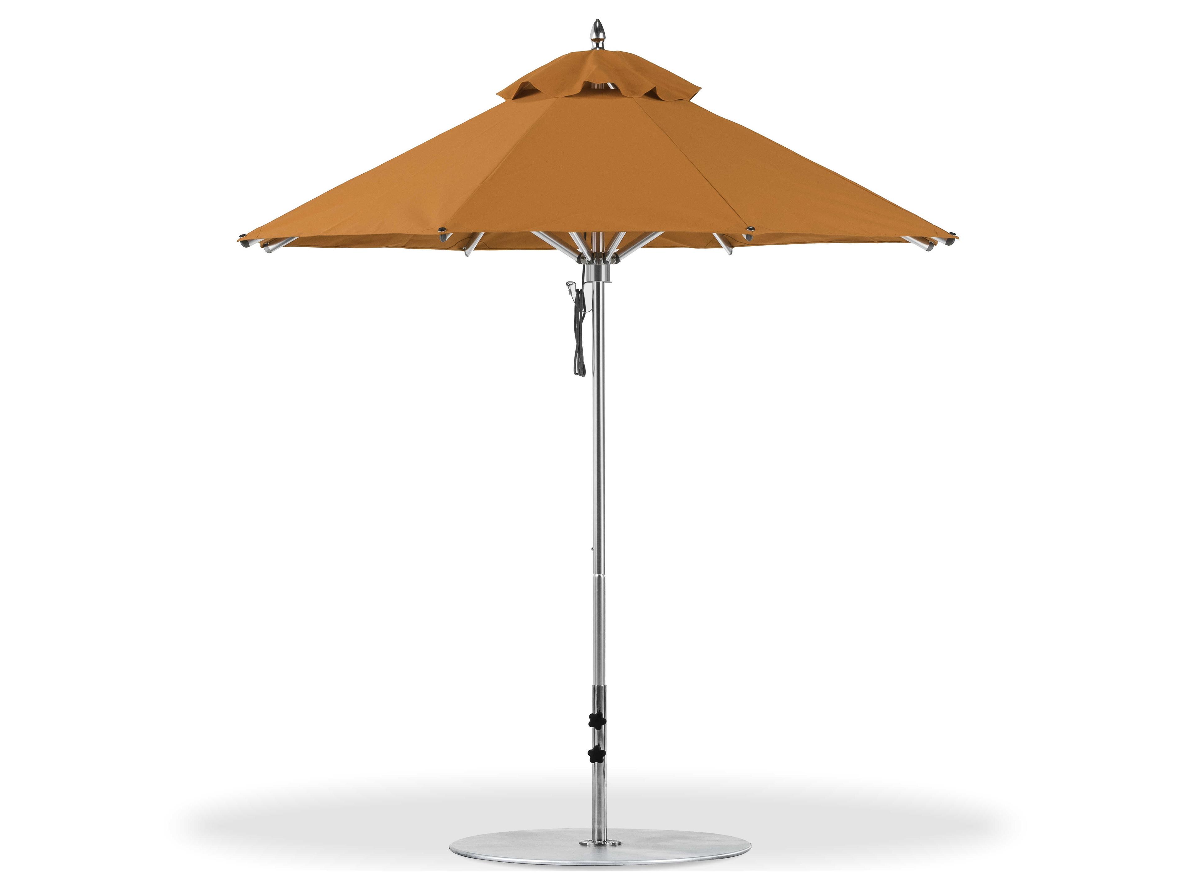 Frankford Greenwich Aluminum Silver Anodized 7.5 Foot Octagon Pulley Lift Outdoor Patio Umbrella