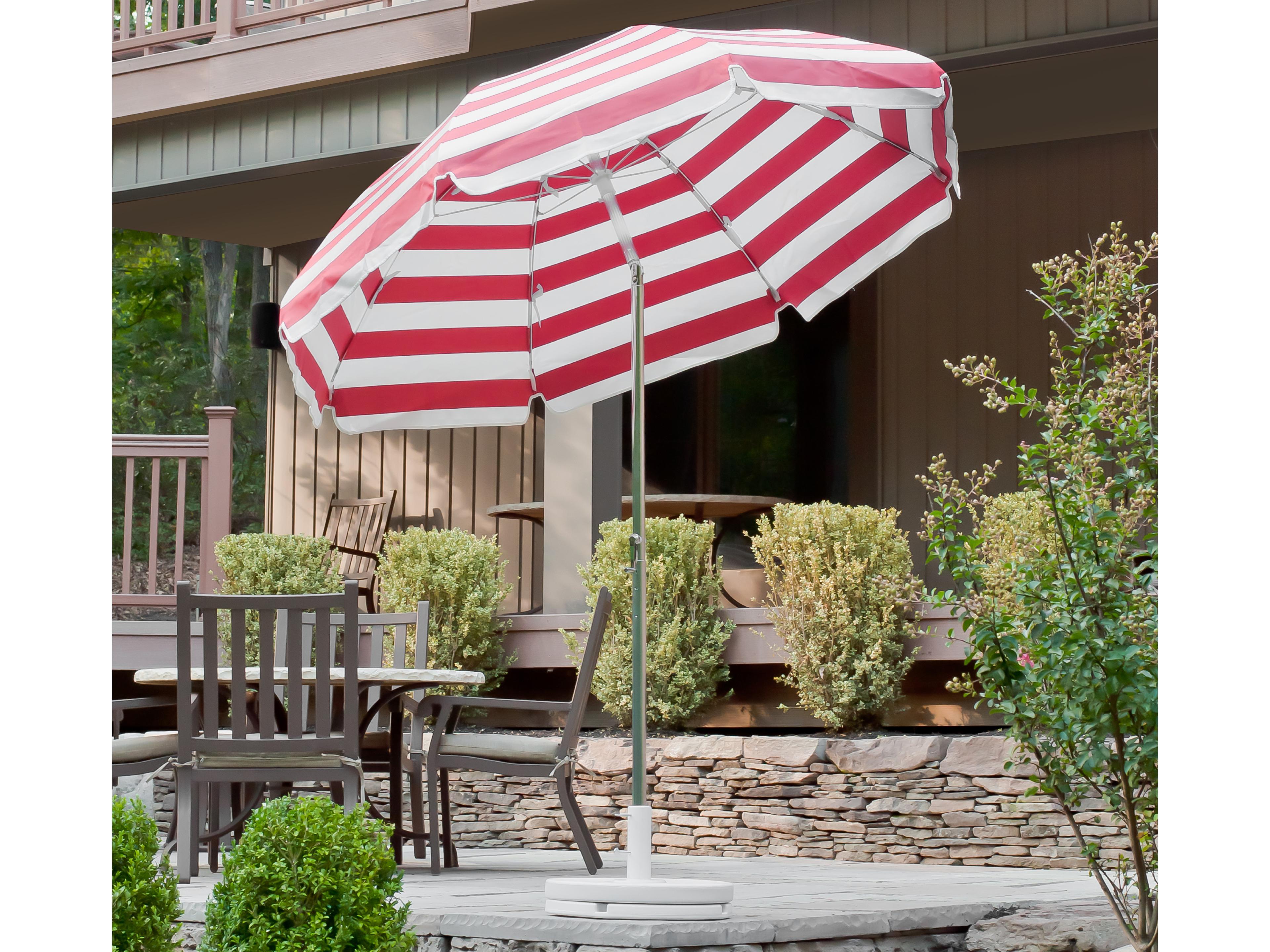 Frankford Quick Ship Laurel Steel Silver Anodized 7.5 Foot Octagon Crank Tilt Outdoor Umbrella