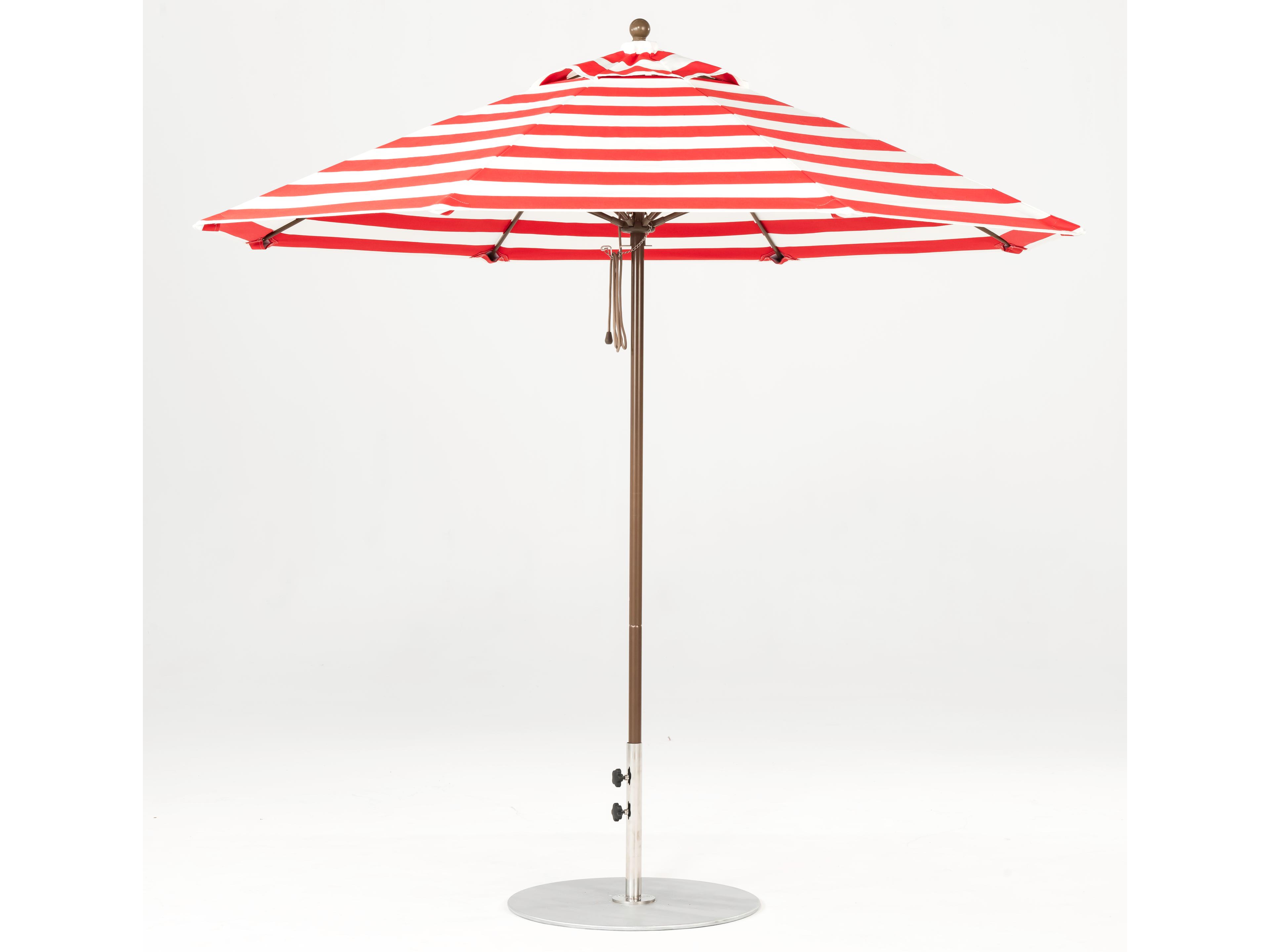 Frankford Monterey Market Fiberglass 9 Foot Octagon Pulley Lift Outdoor Patio Umbrella - Special Order Striped Fabric