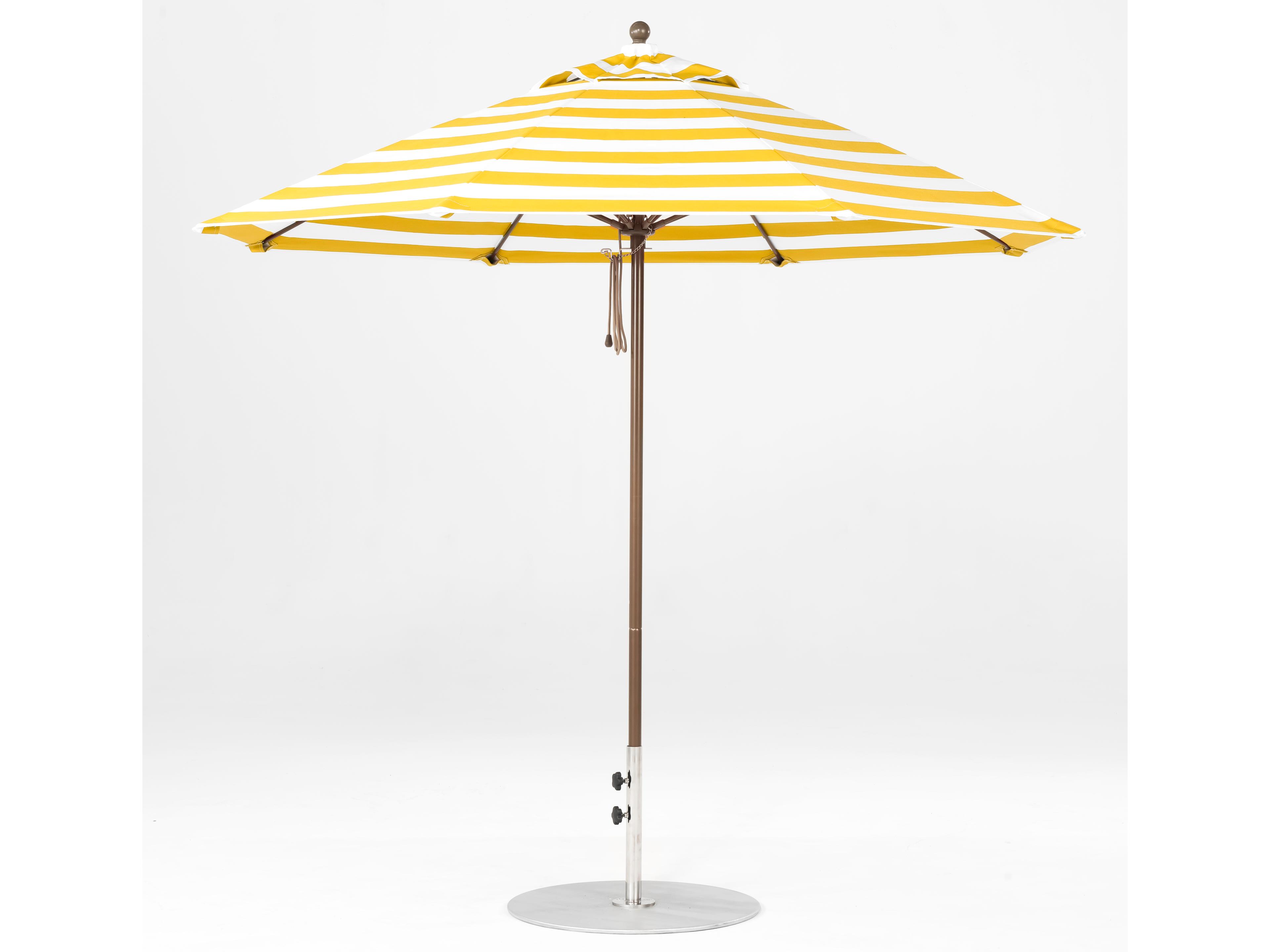 Frankford Monterey Market Fiberglass 9 Foot Octagon Pulley Lift Outdoor Patio Umbrella - Special Order Striped Fabric