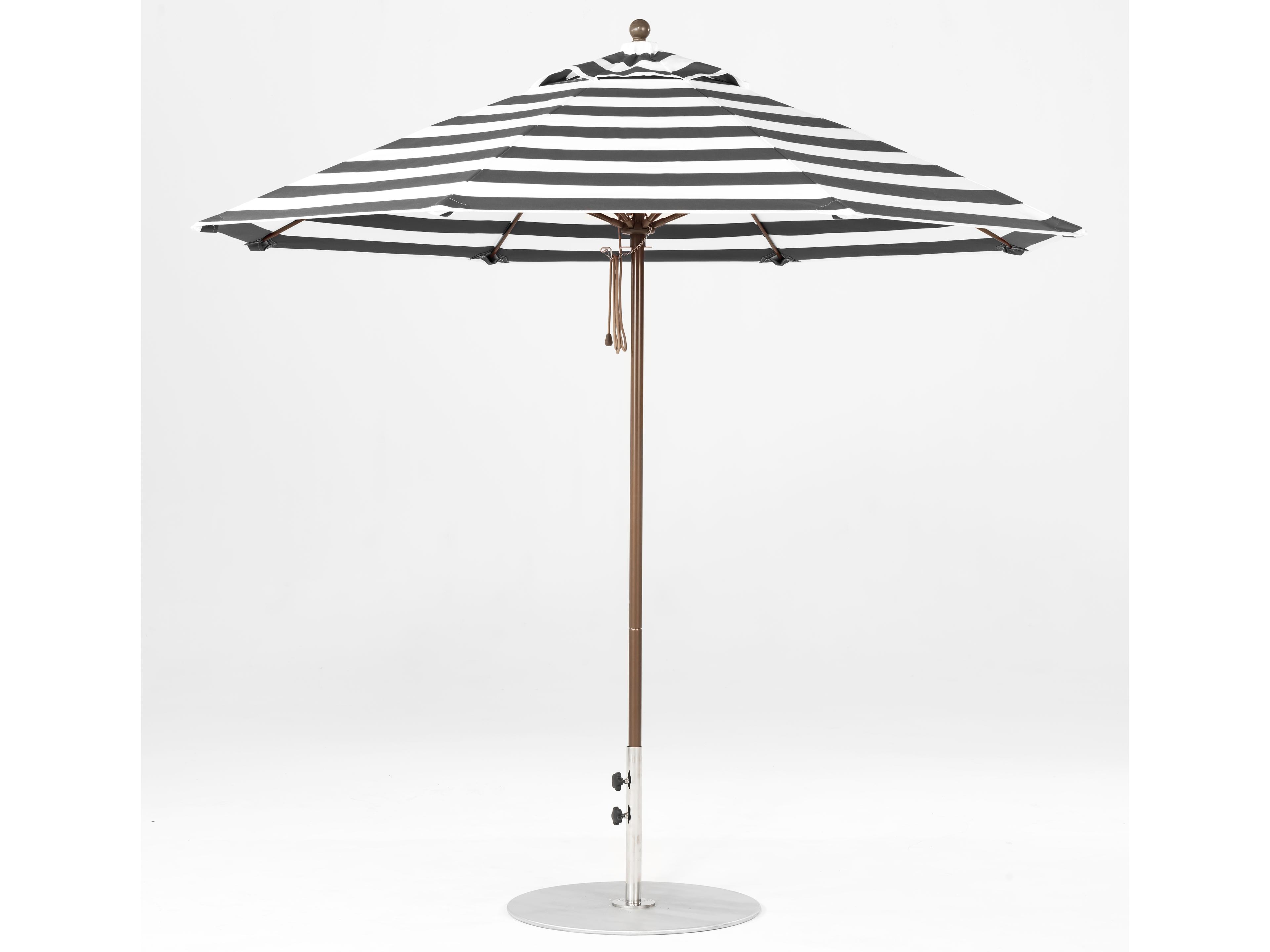 Frankford Monterey Market Fiberglass 9 Foot Octagon Pulley Lift Outdoor Patio Umbrella - Special Order Striped Fabric