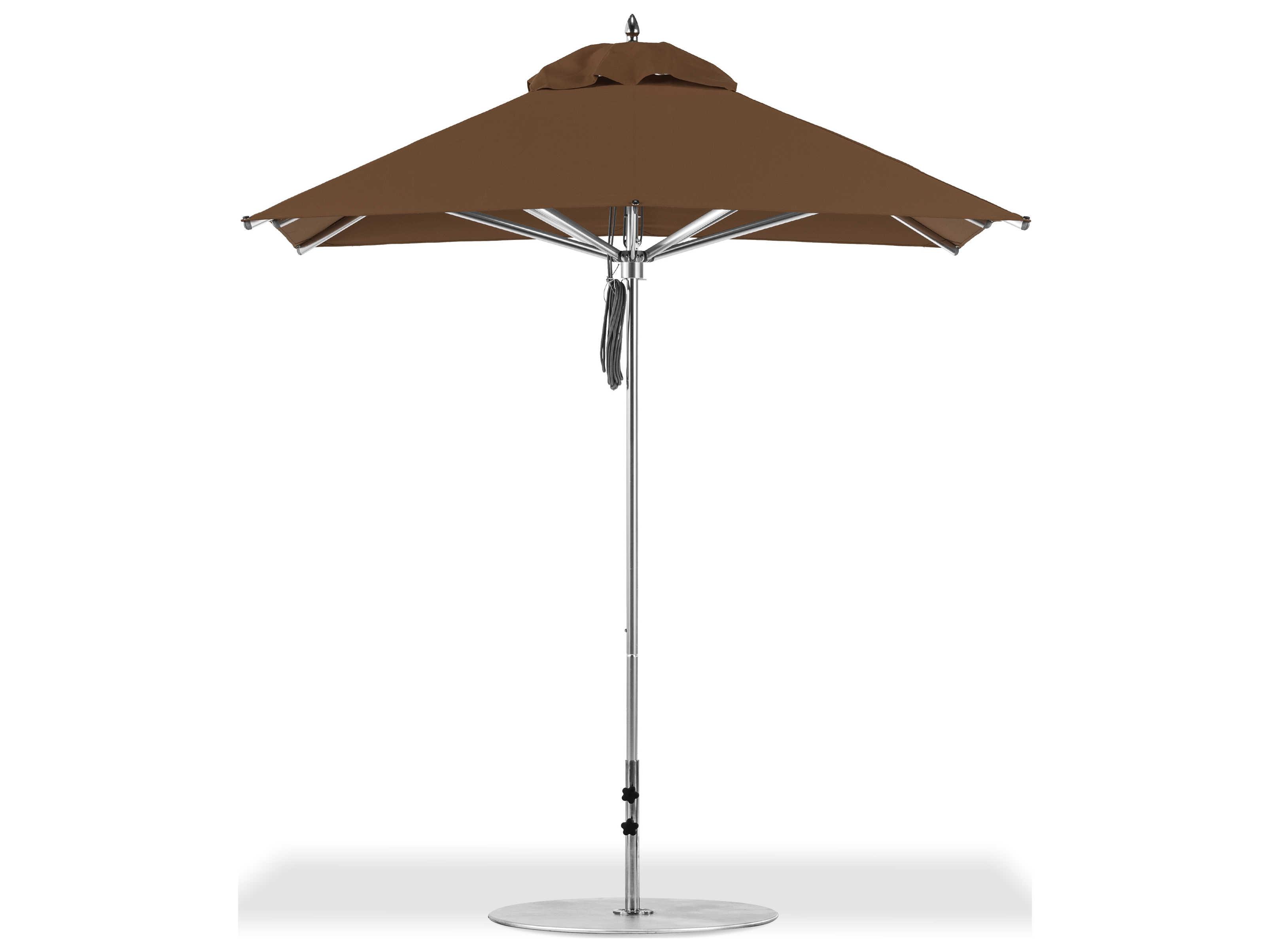 Frankford Greenwich Aluminum Silver Anodized 11 Foot Octagon Pulley Lift Patio Umbrella