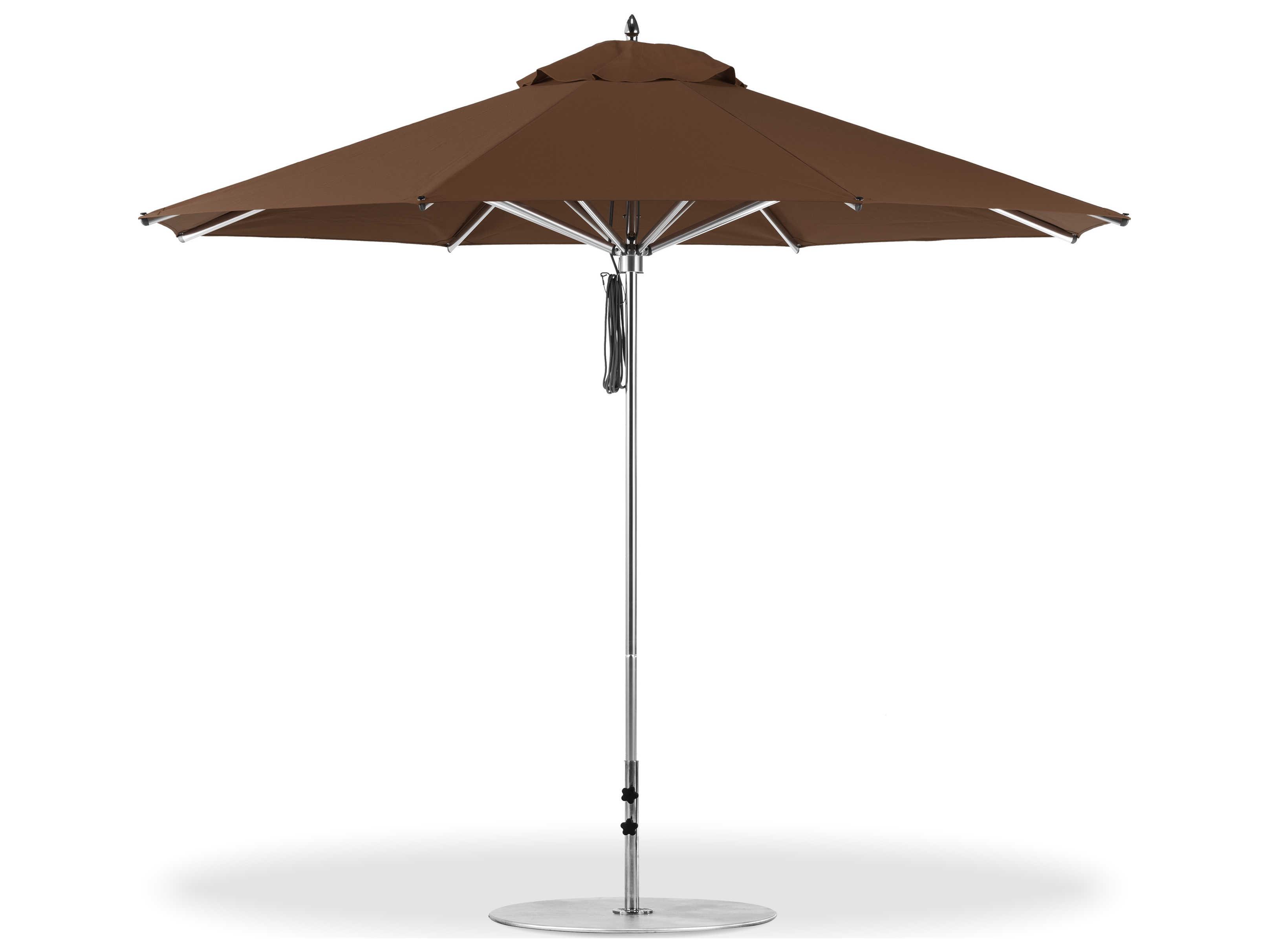 Frankford Greenwich Aluminum Silver Anodized 11 Foot Octagon Pulley Lift Patio Umbrella