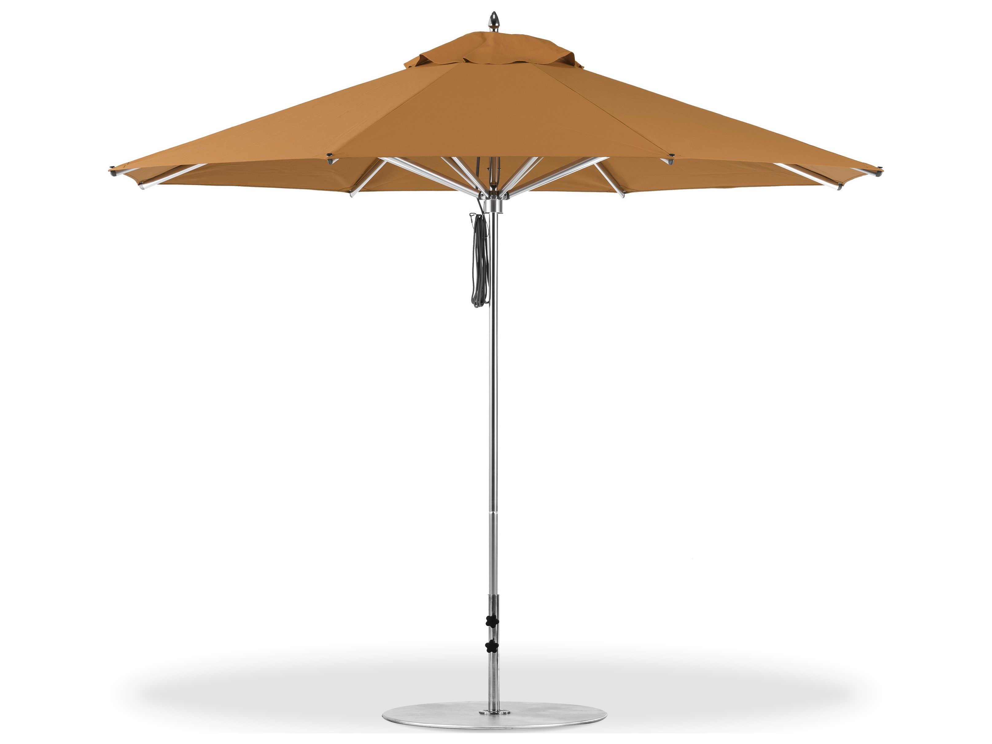 Frankford Greenwich Aluminum Silver Anodized 11 Foot Octagon Pulley Lift Patio Umbrella