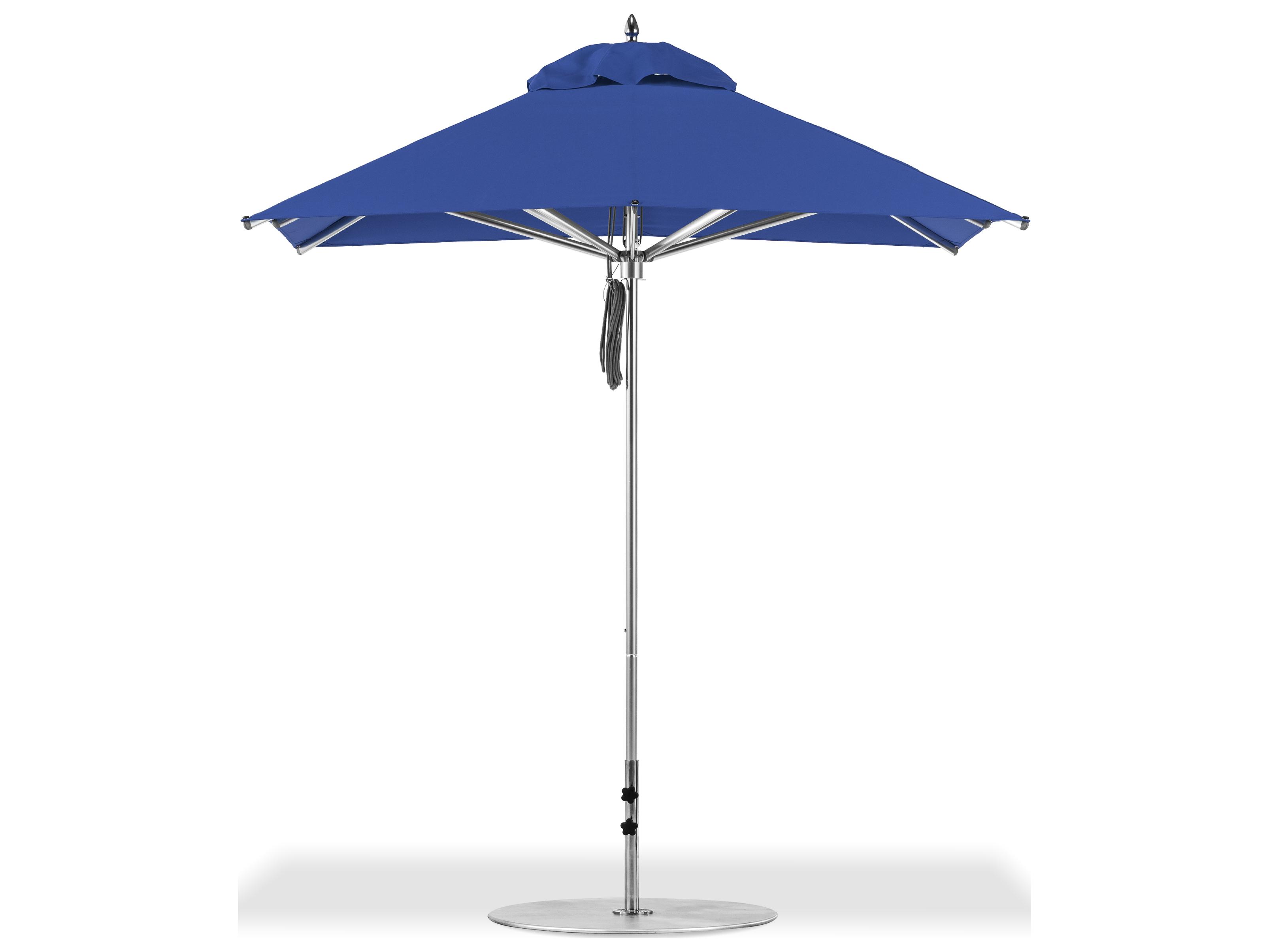Frankford Greenwich Market Silver Anodized Aluminum 7.5 Foot Square Pulley Lift Outdoor Umbrella