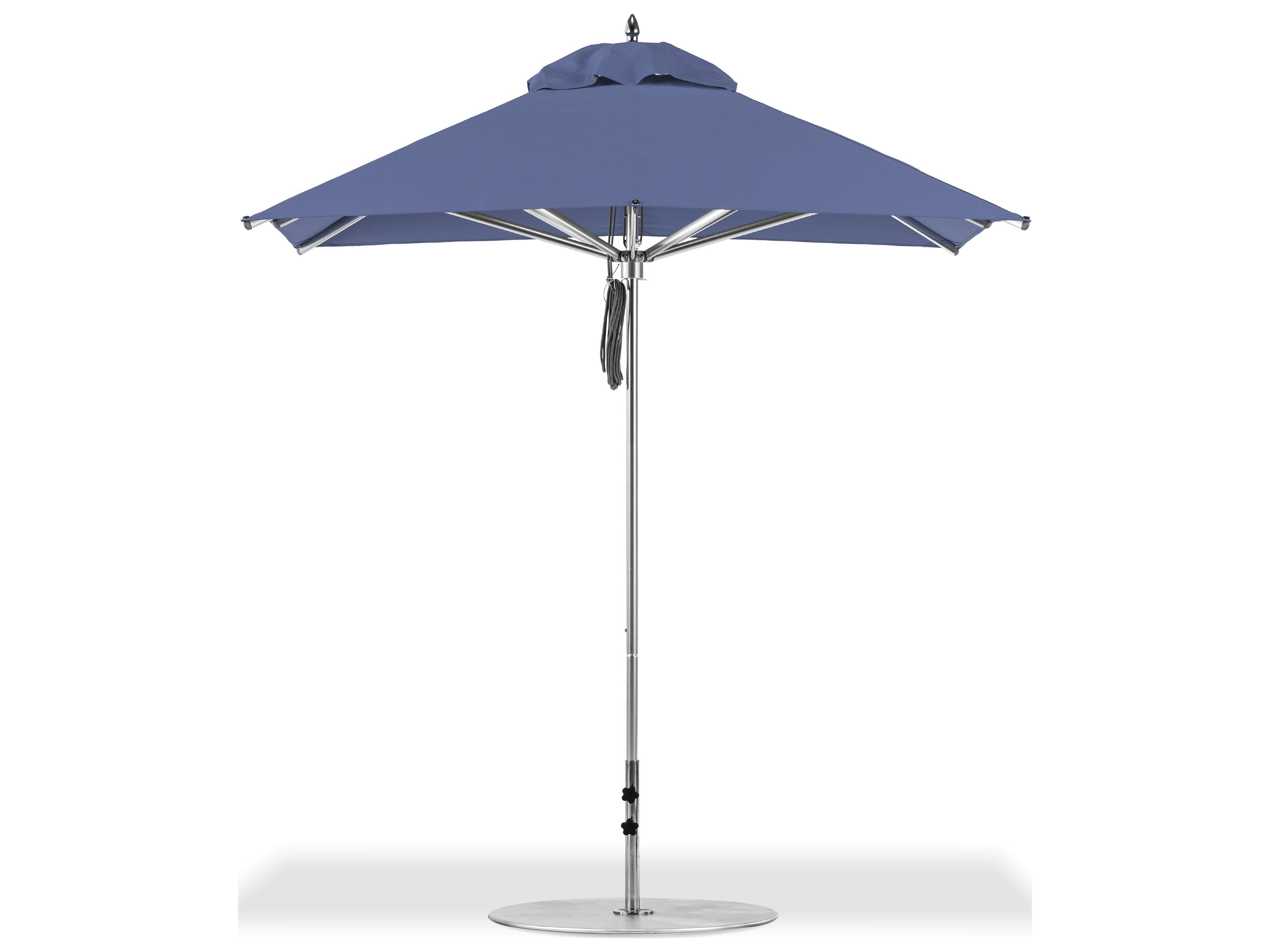 Frankford Greenwich Market Silver Anodized Aluminum 7.5 Foot Square Pulley Lift Outdoor Umbrella