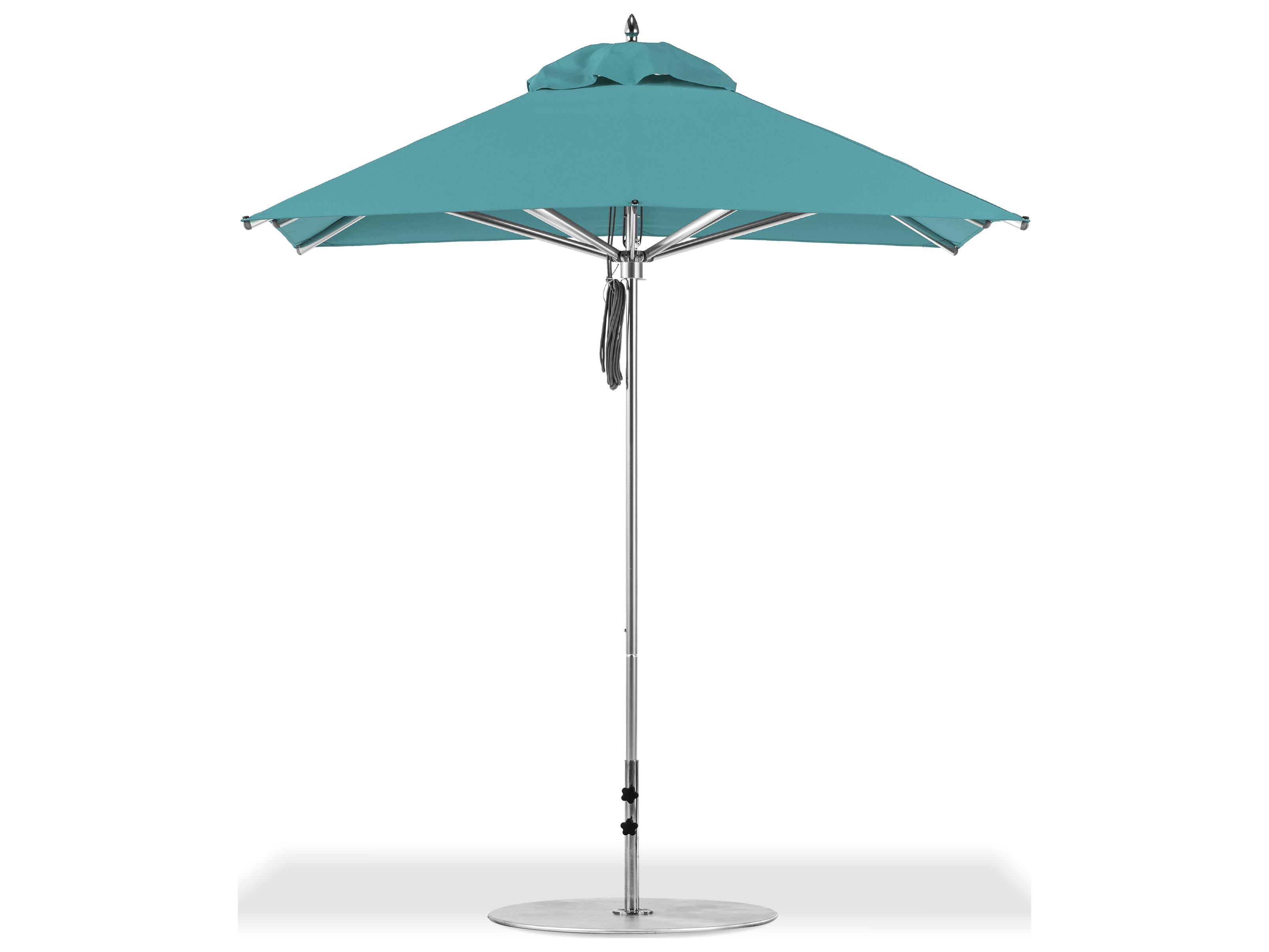 Frankford Greenwich Market Silver Anodized Aluminum 7.5 Foot Square Pulley Lift Outdoor Umbrella