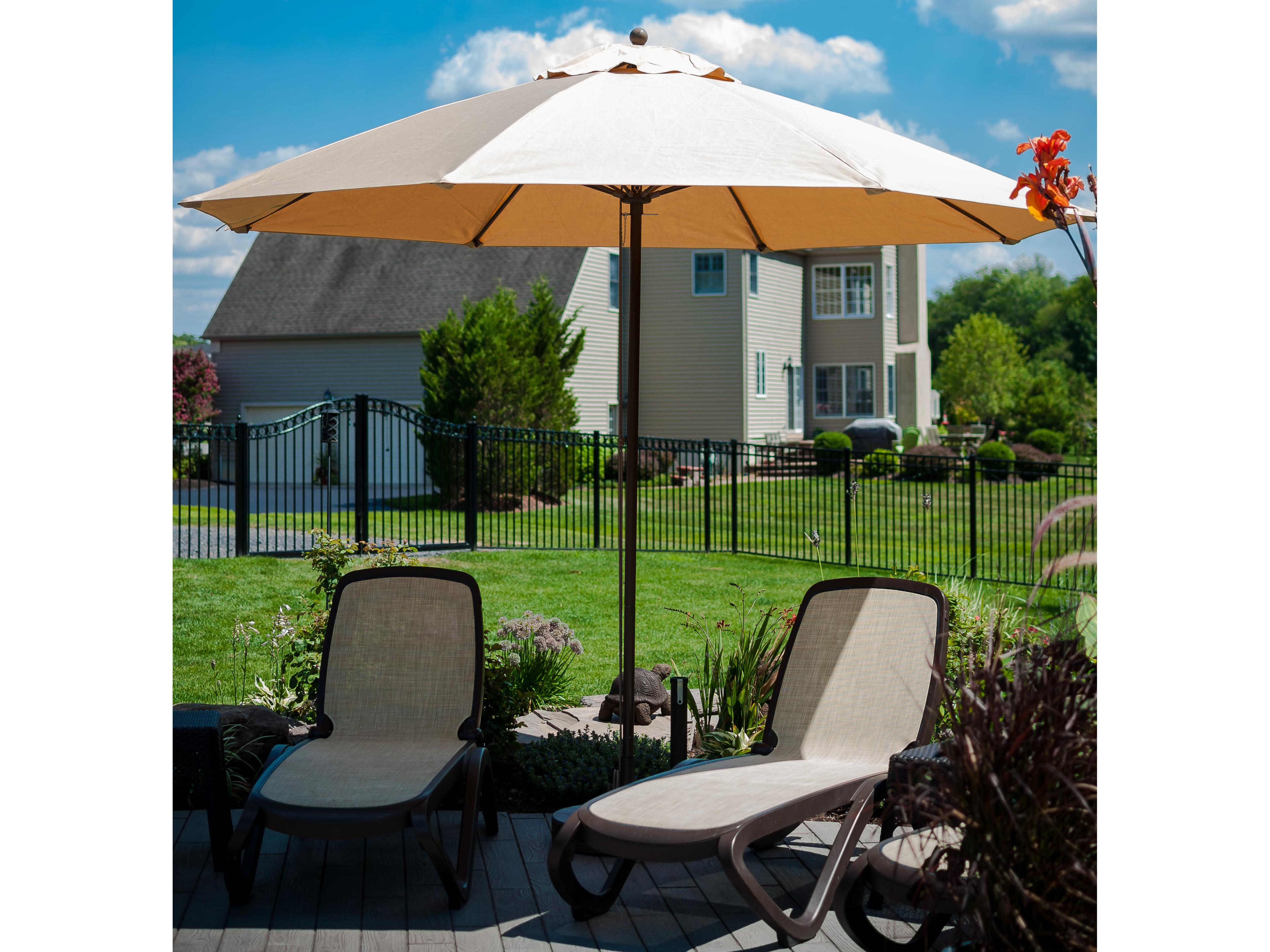 Frankford Quick Ship Monterey Market Fiberglass 11 Foot Octagon Pulley Lift Outdoor Umbrella