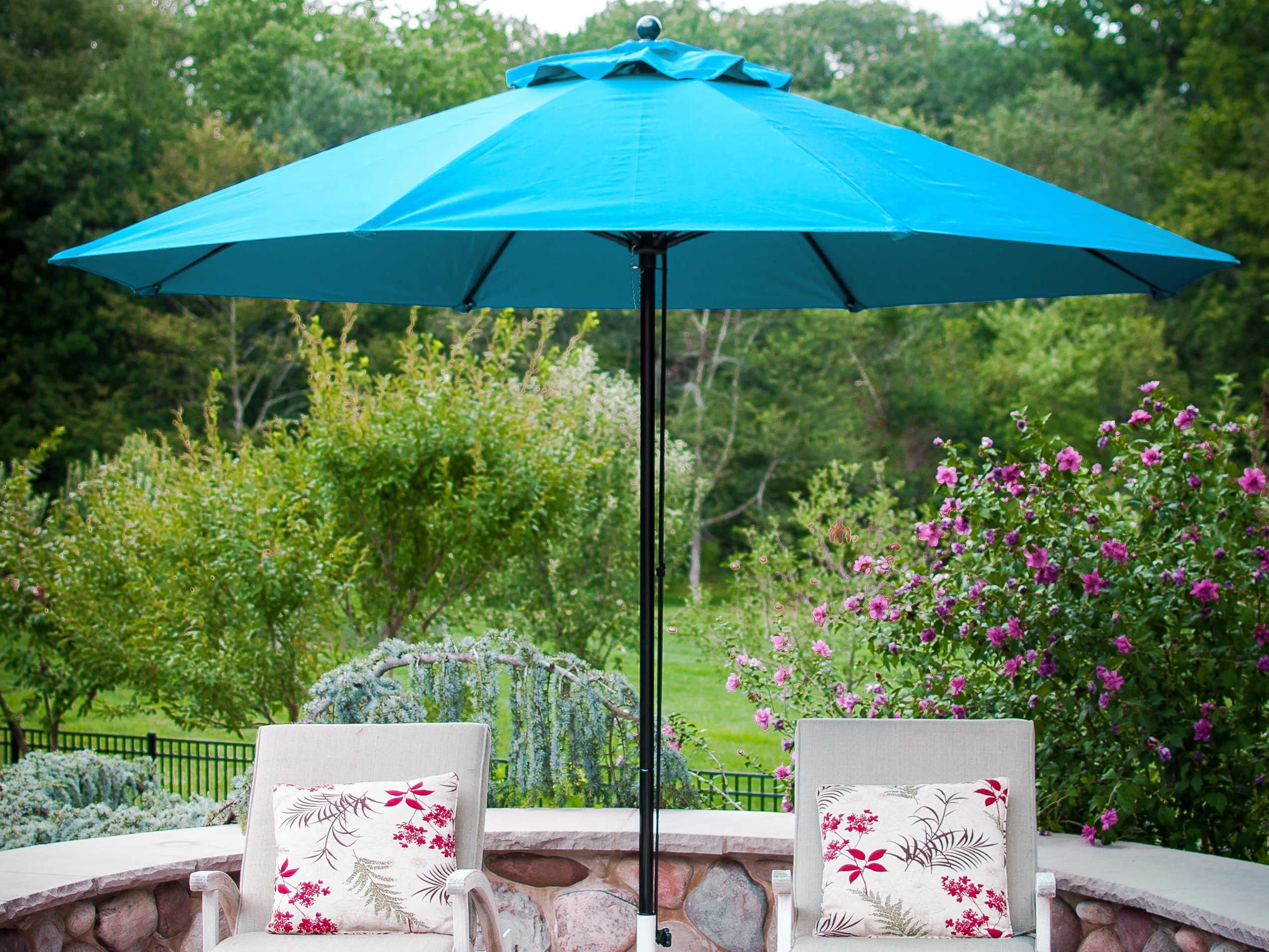 Frankford Monterey Custom Market Fiberglass 11 Foot Octagon Pulley Lift Outdoor Patio Umbrella