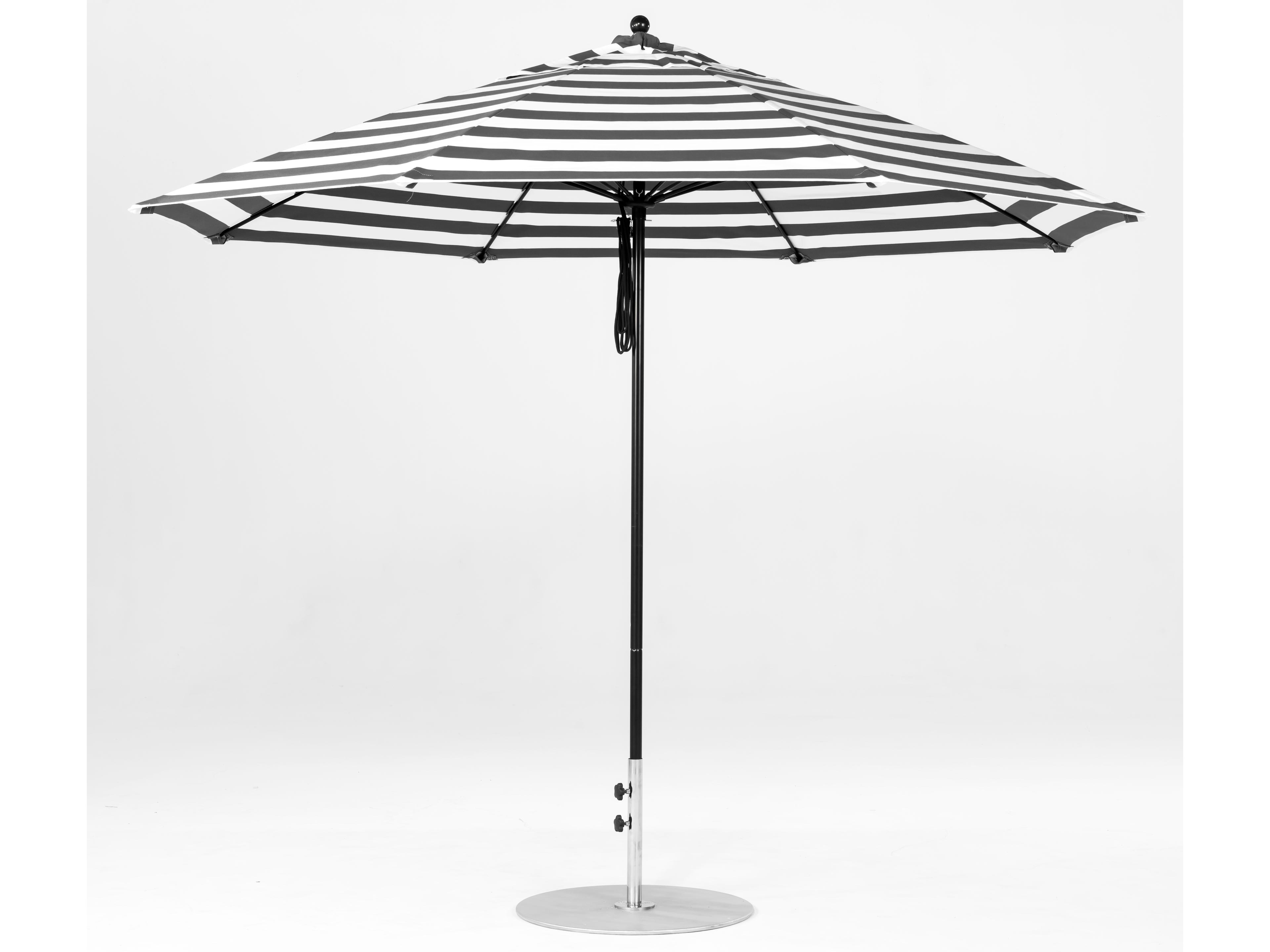 Frankford Monterey Market Fiberglass 11 Foot Octagon Pulley Lift Patio Umbrella - Special Order Striped Fabric