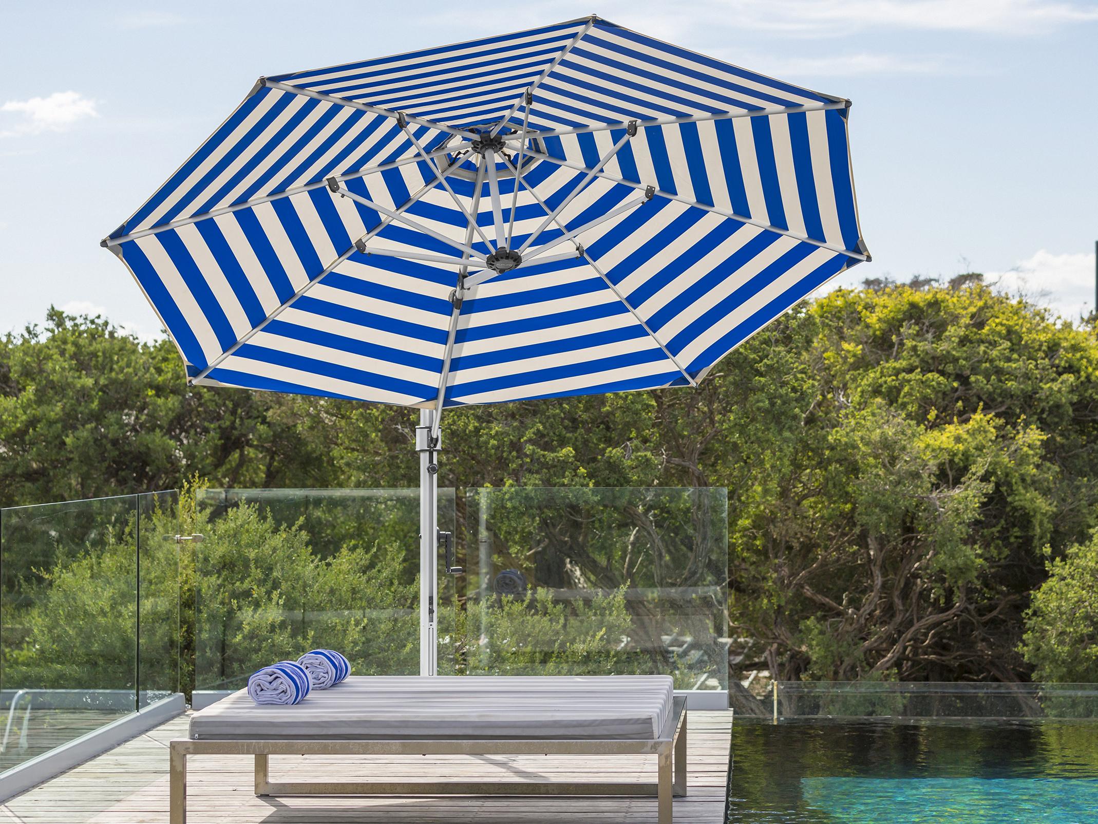 Frankford Aurora Premium Cantilever Aluminum Matte Silver 11 Foot Octagon Crank Lift Outdoor Umbrella