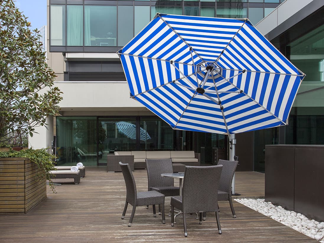 Frankford Aurora Premium Cantilever Aluminum Matte Silver 11 Foot Octagon Crank Lift Outdoor Umbrella