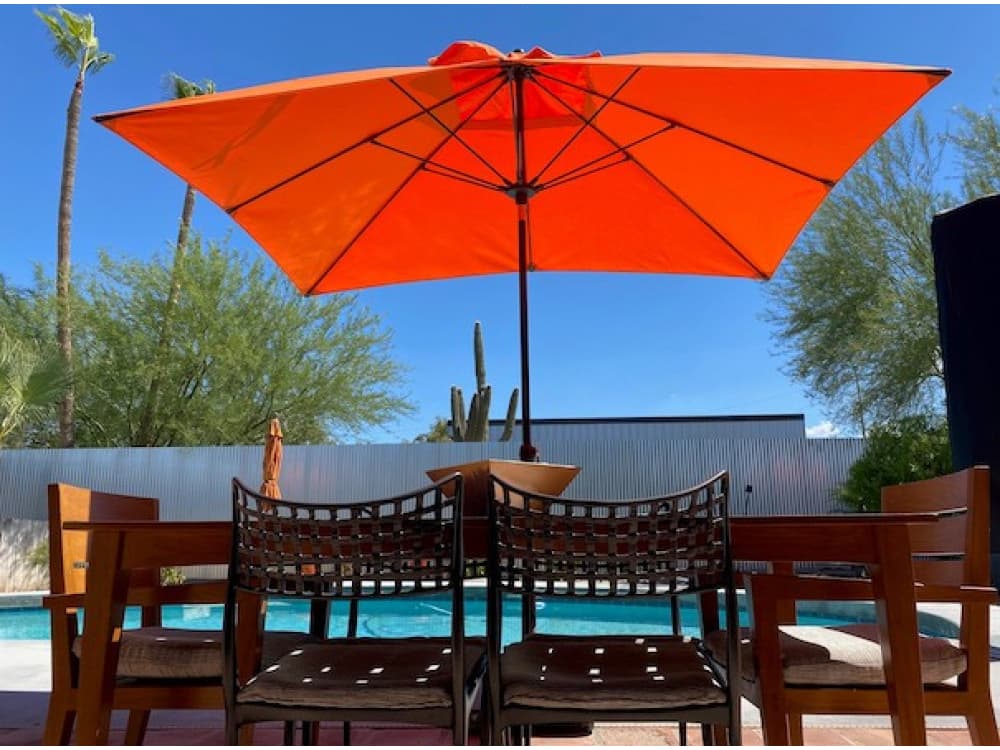 Frankford Patio Umbrellas Monterey Fiberglass Market 8 x 10 Foot Rectangular Crank Auto Tilt Patio Umbrella